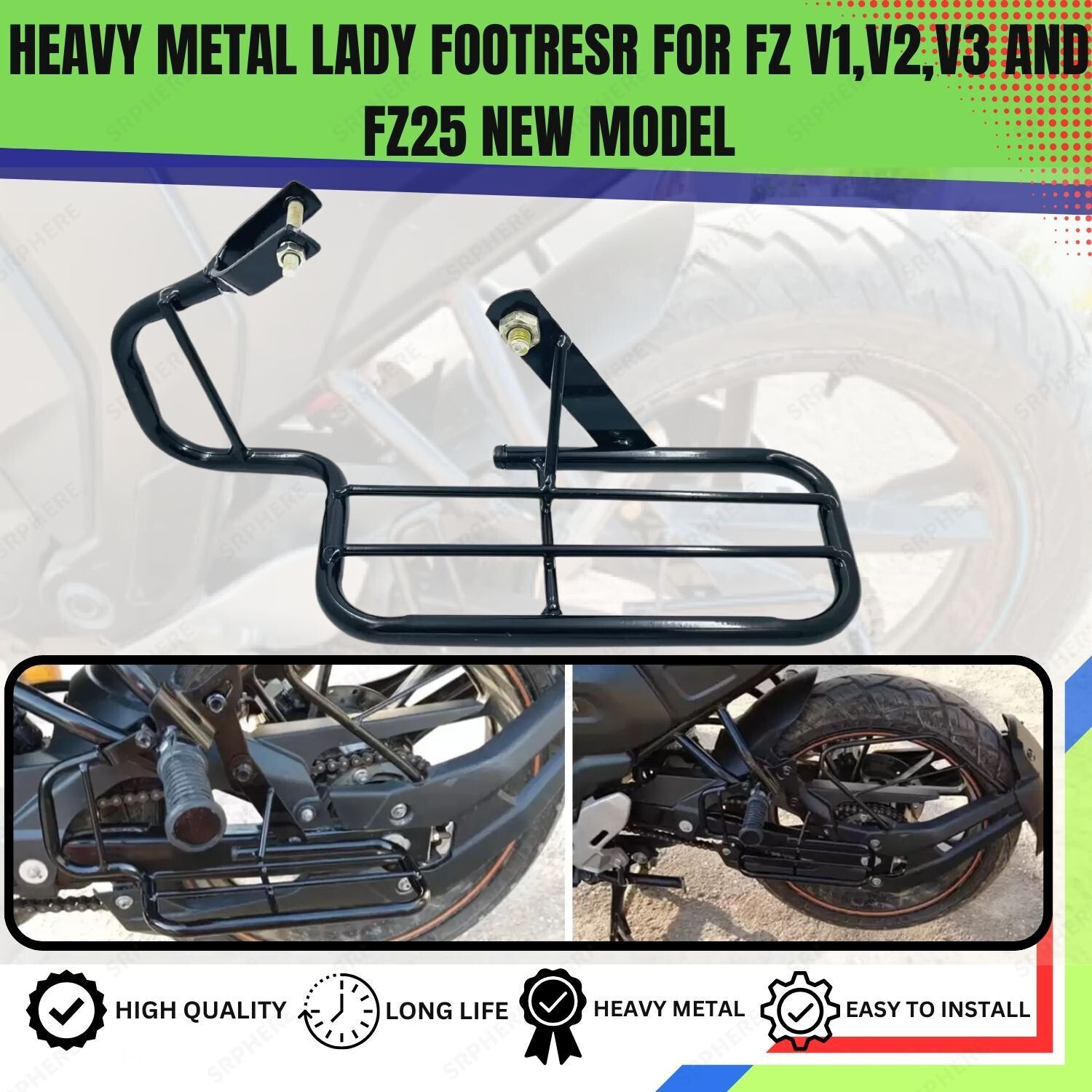 anmol enterprises FZ4 HEAVY METAL LADY FOOTRESR FOR FZ V1,V2,V3 AND FZ25 NEW MODEL Foot Rest-image-30