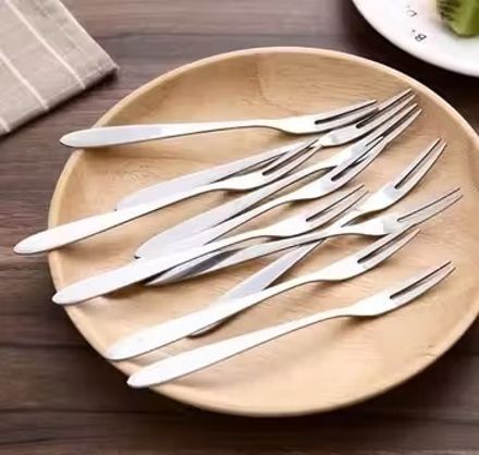 manorath 10-Piece Stainless Steel Fruit Fork Set | Elegant 2-Prong Mini Forks for Fruits Disposable Stainless Steel Fruit Fork Set-picture-34