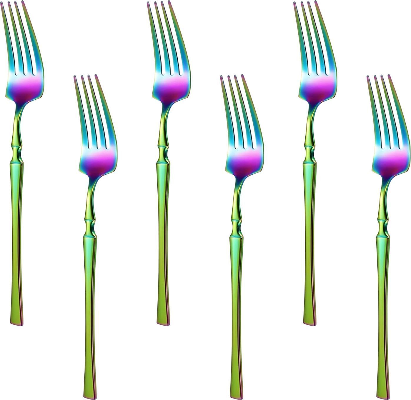 oicia Nw1_Rainbow Cutlery Fruit Forks, Extra-Thin Dinnerware s, Salad Forks Stainless Steel Dinner Fork Set-picture-26