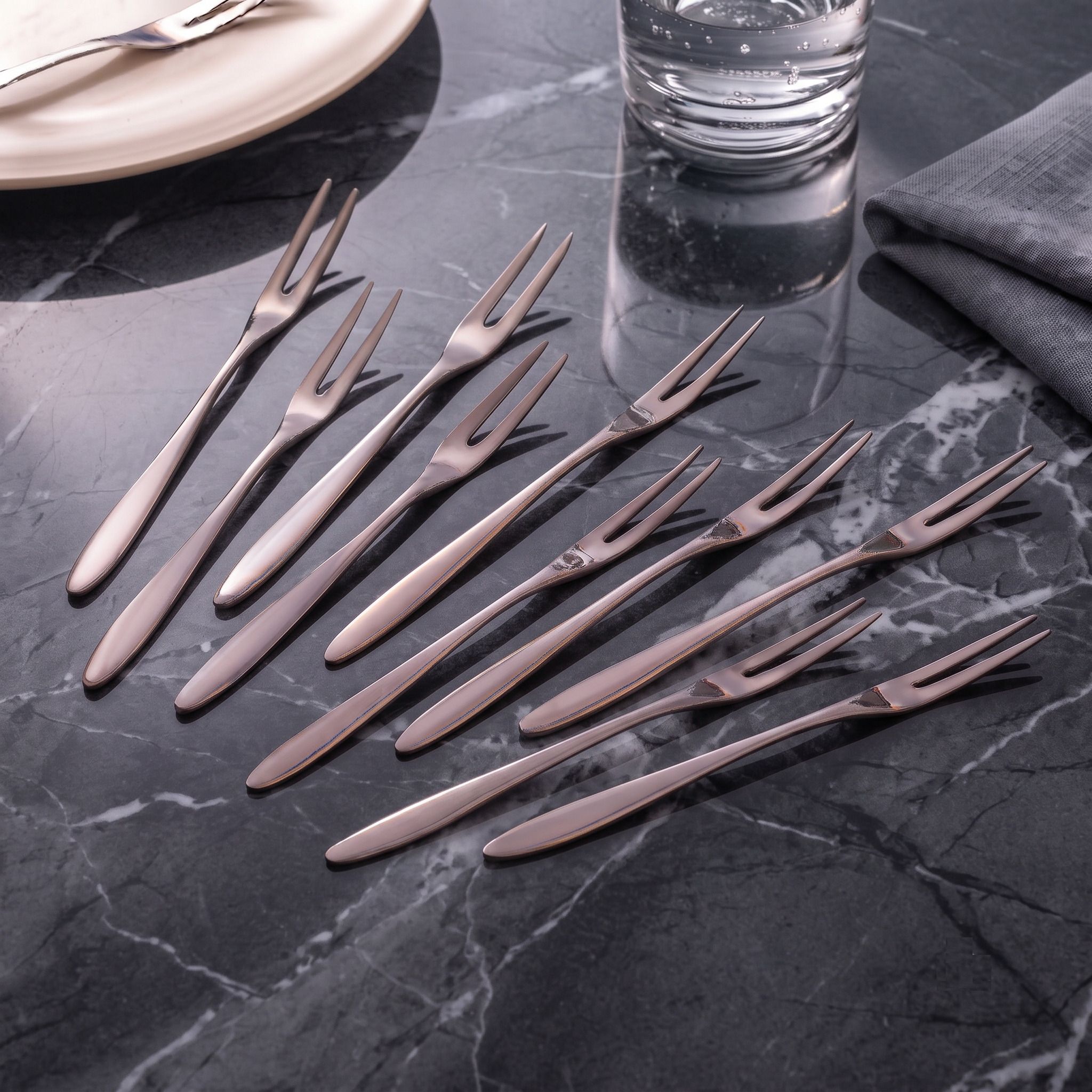 kapiraj shopee Stainless Steel Fruit Fork Set For Party Snacks Salad Dessert Cutlery Pack Of 10 Steel Fruit Fork, Salad Fork, Dessert Fork Set-picture-27