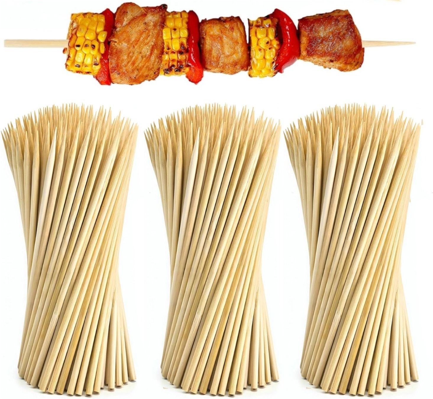 Bamboo Skewers Disposable Wooden Sticks for BBQ, Snacks, & Party Decorations Disposable Bamboo Serving Fork Set-image-34