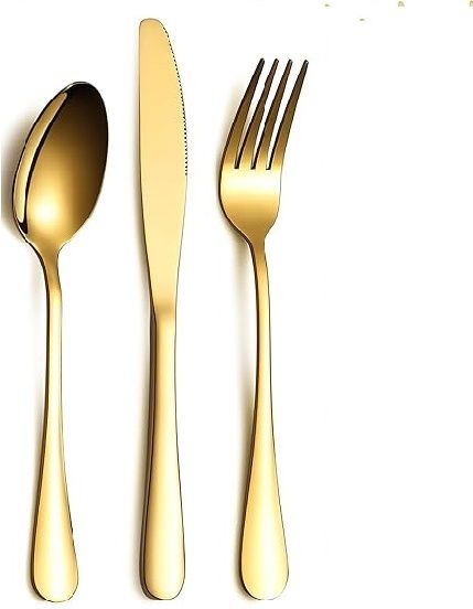 Luxury Gold Dessert Spoon , knife Stainless Steel Dessert Fork Set-image-39