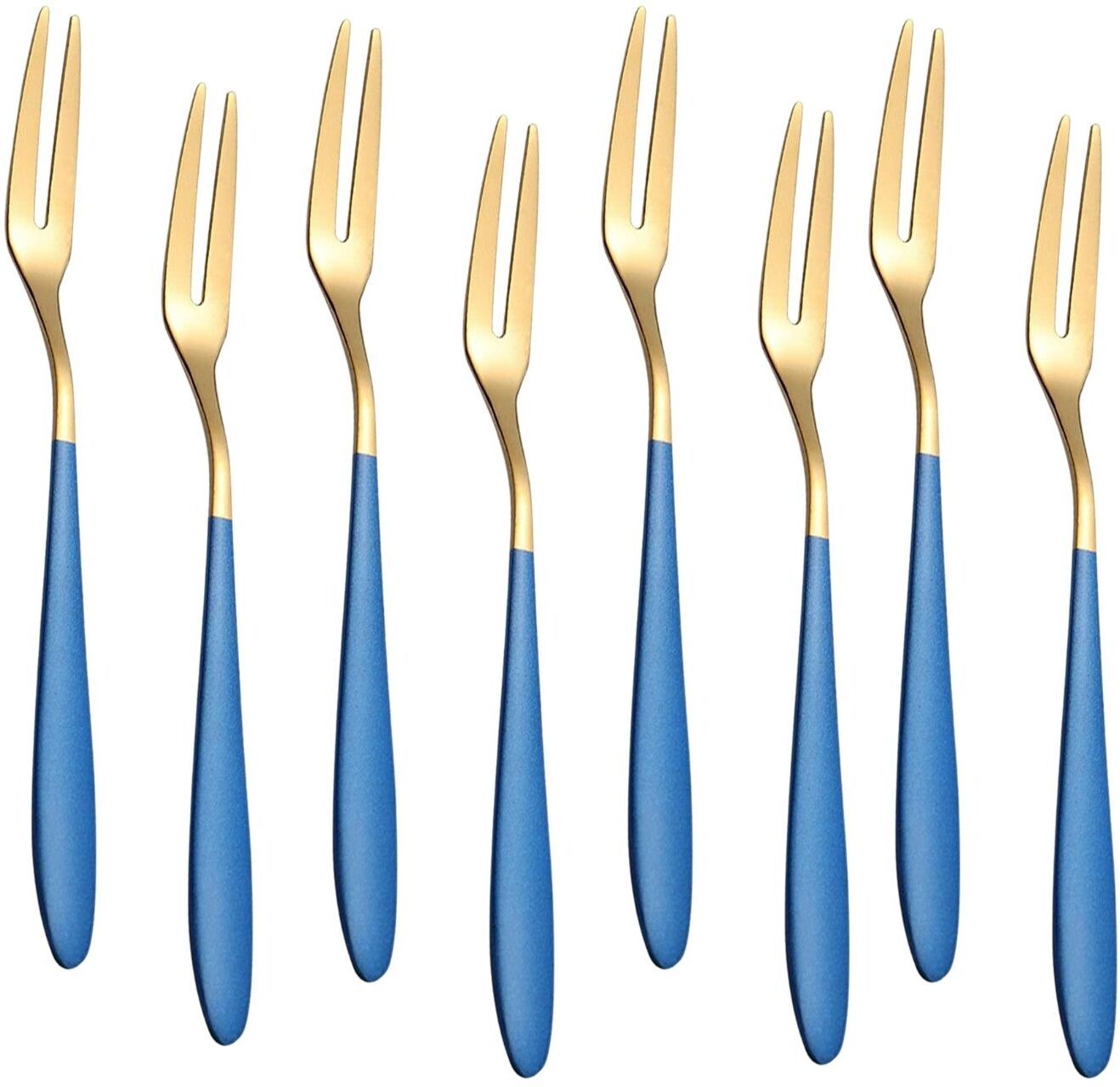 p-plus international Stainless Steel Fork with Long Handle, 2-Tine for Dessert, Cocktail, Fruit Stainless Steel Dessert Fork Set-picture-42