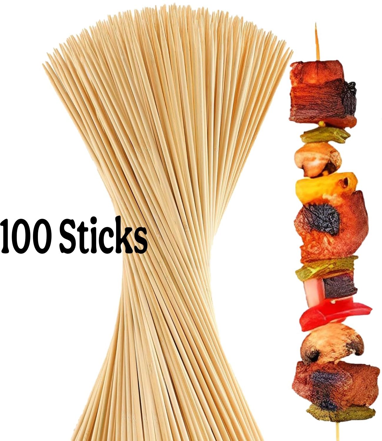 Bamboo kabab sticks Length 8 inches Disposable Bamboo Roast Fork, Fruit Fork, Salad Fork Set