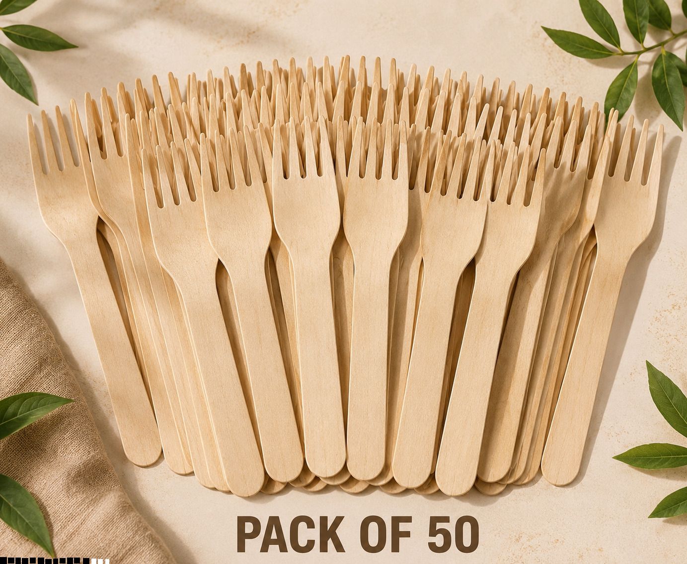 bzilo Pack of 50 Wooden Disposable Forks 160 mm for Birthday, Events & Party B20 Disposable Wooden Fruit Fork-picture-21