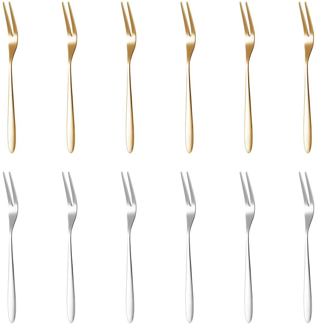 12Pcs Elegant Fruit Forks Combo Set Stainless Steel Fruit Fork Set-image-18