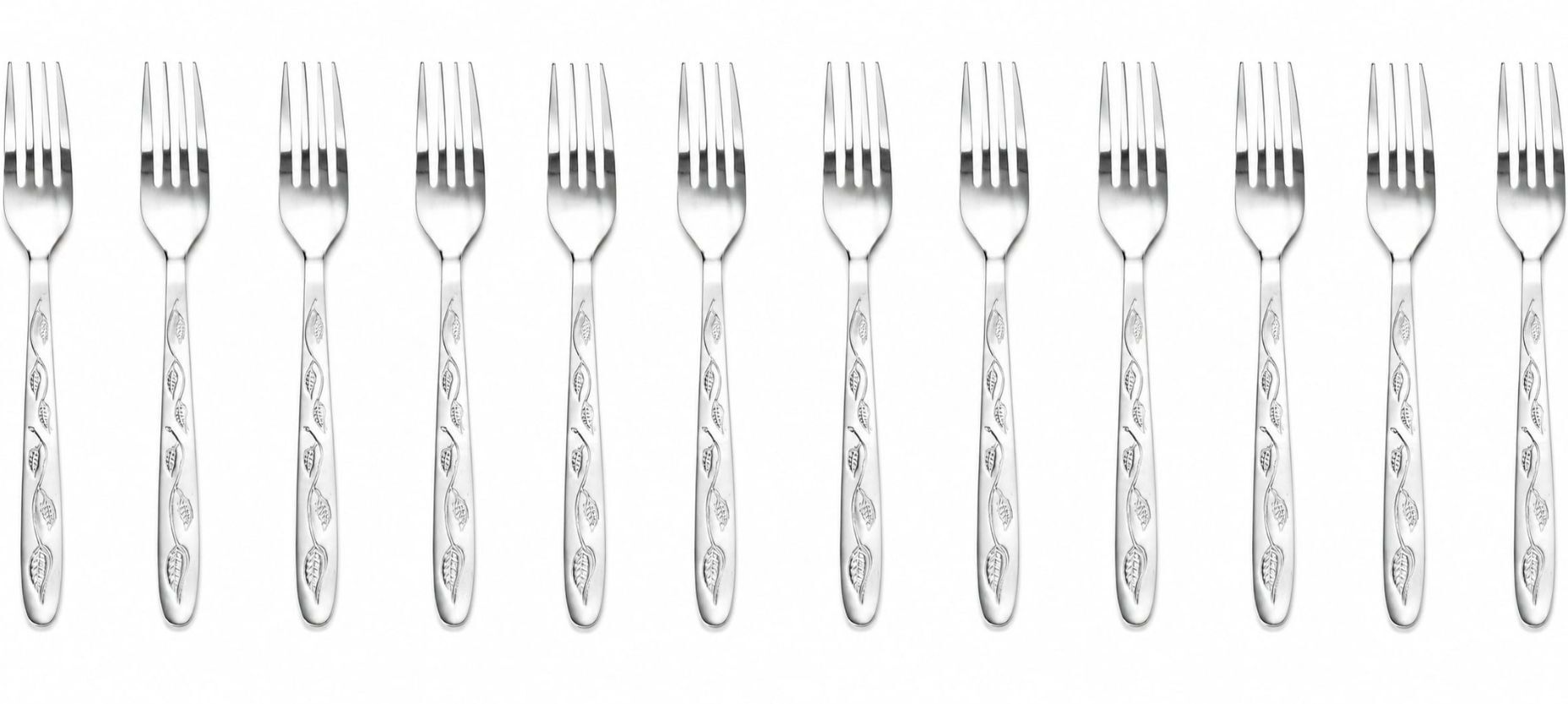 NN Leaves Fork 12Pcs Stainless Steel, Silver Dessert Fork, Baby Fork, Dinner Fork, Fruit Fork, Roast Fork, Salad Fork, Serving Fork Set-image-20