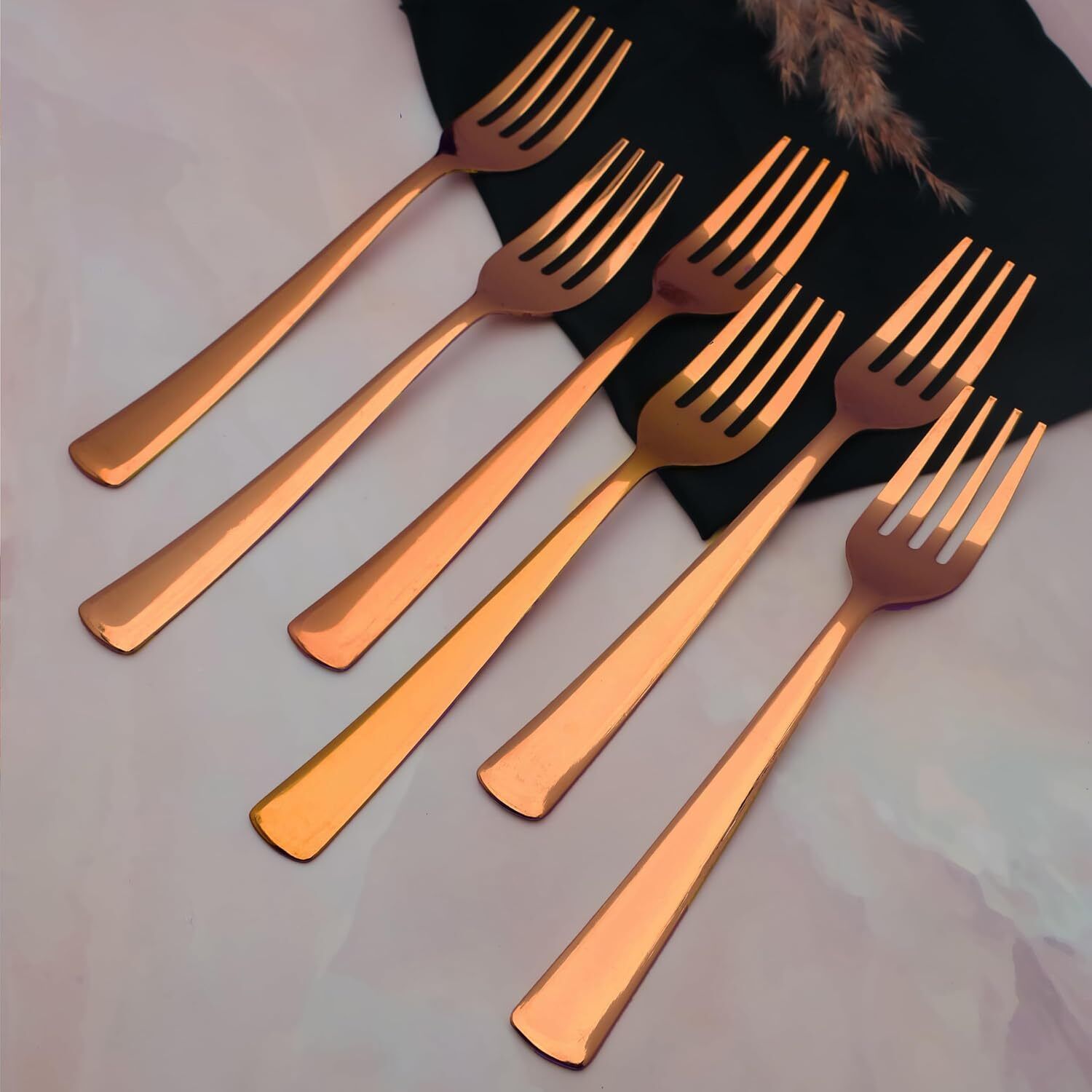krown Rose Gold PVD Coating Dessert Fork Stainless Steel Dessert Fork Set-picture-21