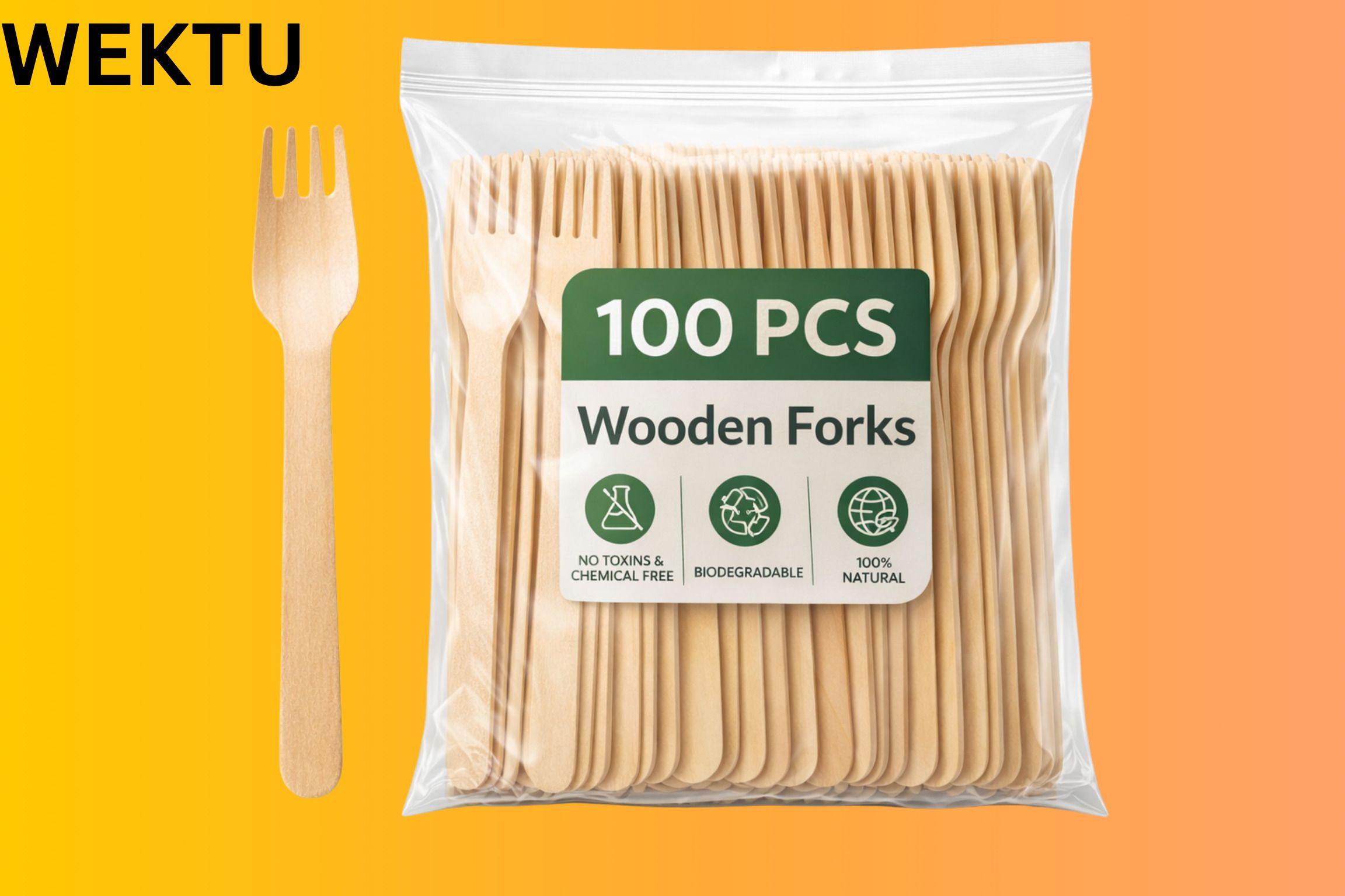 WEKTU Eco-Premium 14cm Wooden Fork/89 Disposable Wooden Fruit Fork Set-image-18