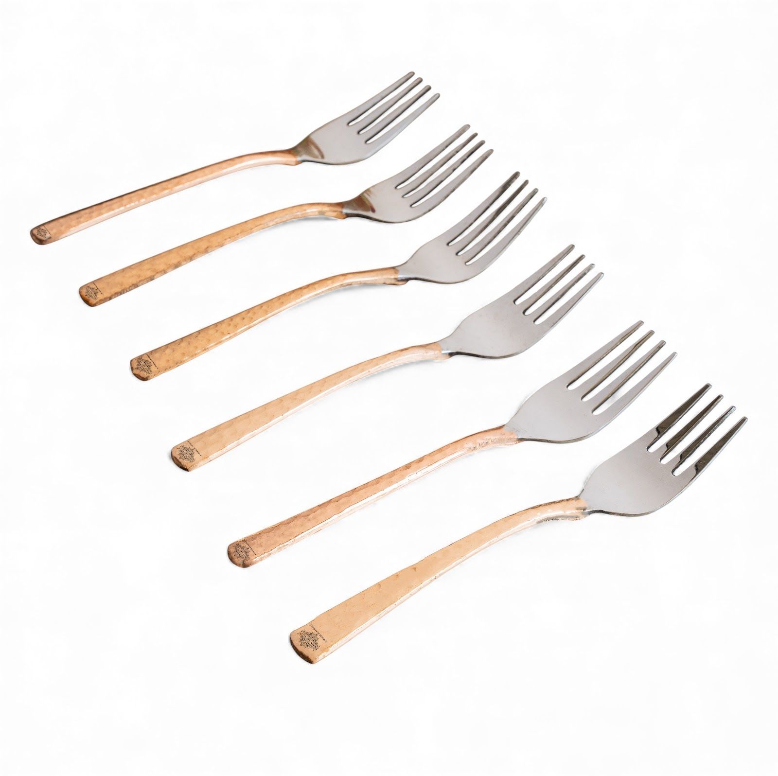 indianartvilla Steel Copper Baby Fork Hammered Design, Length - 6.2 Inch Set of 6 Pcs Copper Baby Fork Set-picture-41