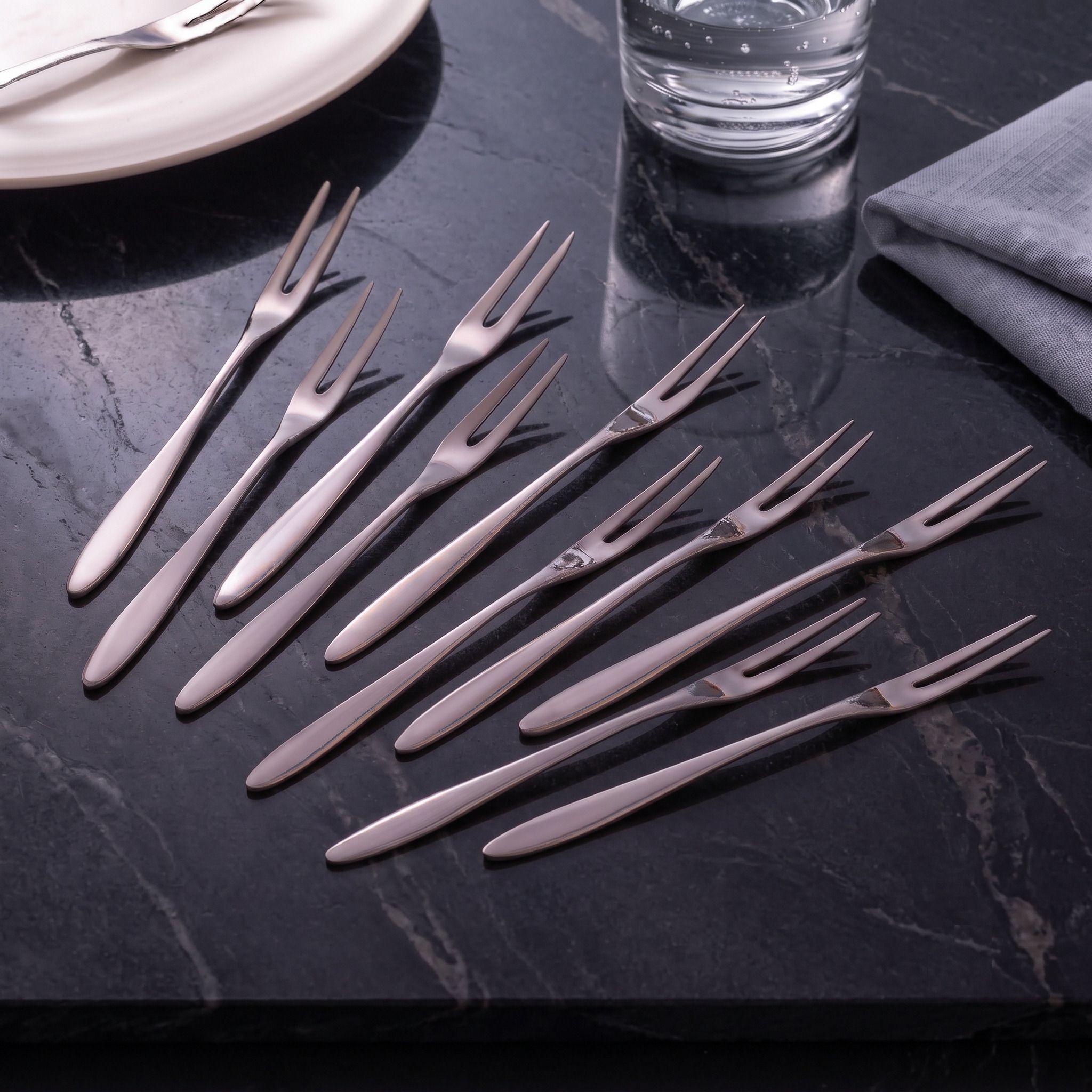 hgc Exquisite Stainless Steel Fruit Fork Set For Dessert Salad Snack Pack Of 10 Steel Fruit Fork, Salad Fork, Dessert Fork Set-picture-13