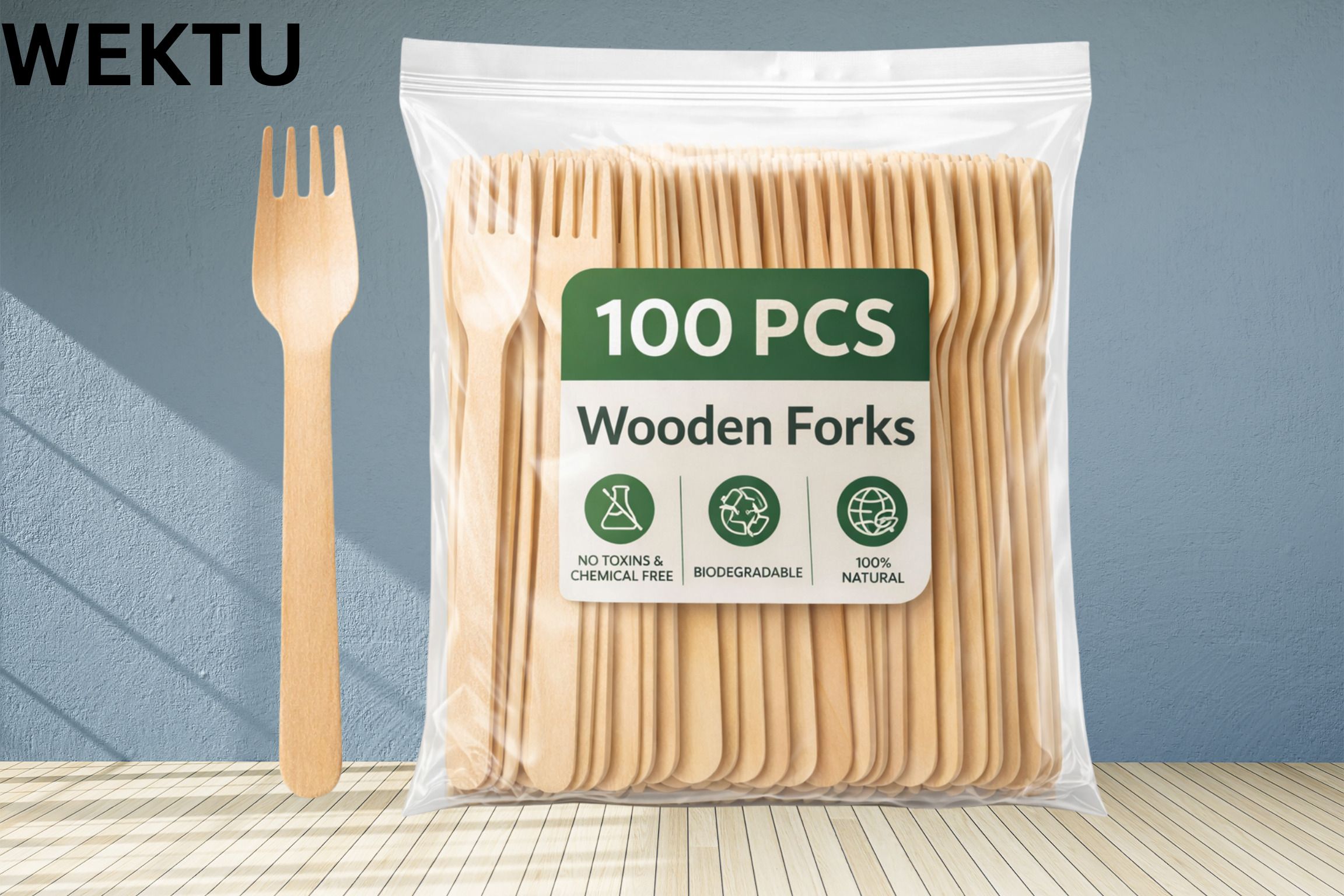 WEKTU Eco-Premium 14cm Wooden Fork/15 Disposable Wooden Fruit Fork Set-image-20