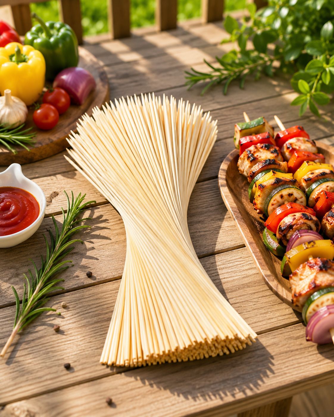 Bamboo kebab sticks Length 12 inches Disposable Bamboo Fruit Fork, Roast Fork Set-image-12