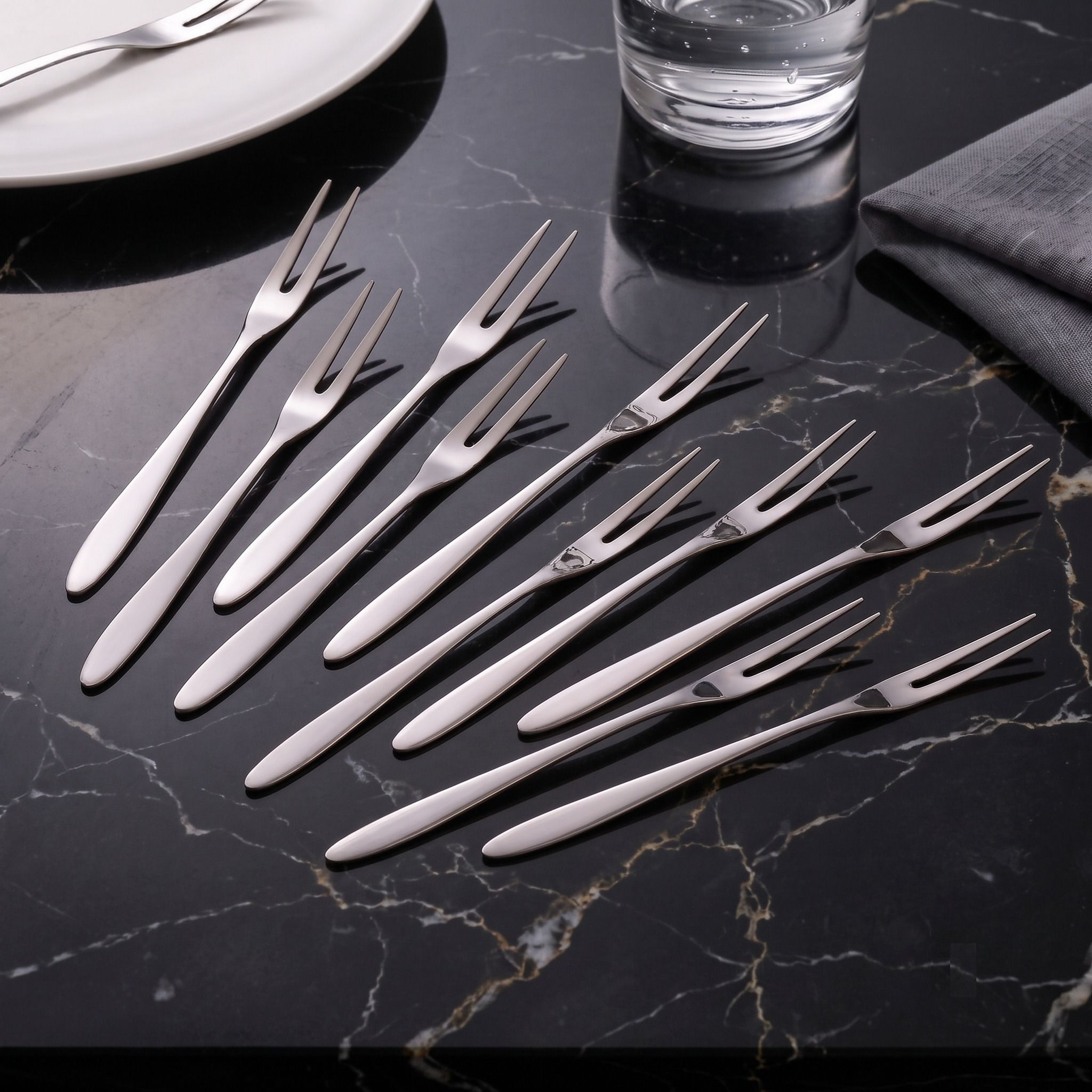 Elegant Design Stainless Steel Fruit Fork Set For Dining Table Party Pack Of 10 Steel Fruit Fork, Salad Fork, Dessert Fork Set-image-25