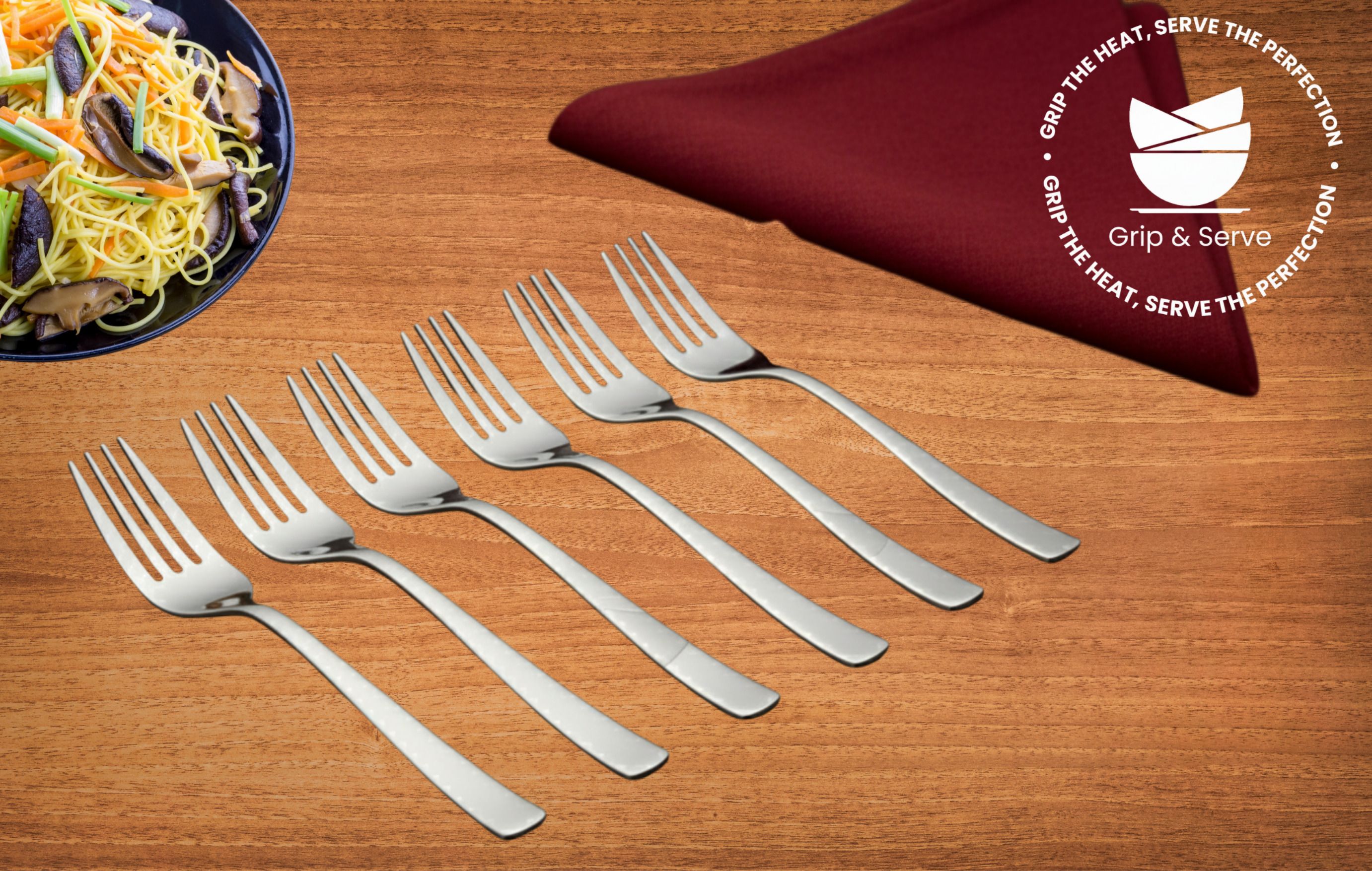 grip and serve Premium Stainless Steel Fork/Food Grade/BPA Free/6PC/5 Stainless Steel Dinner Fork Set-picture-15