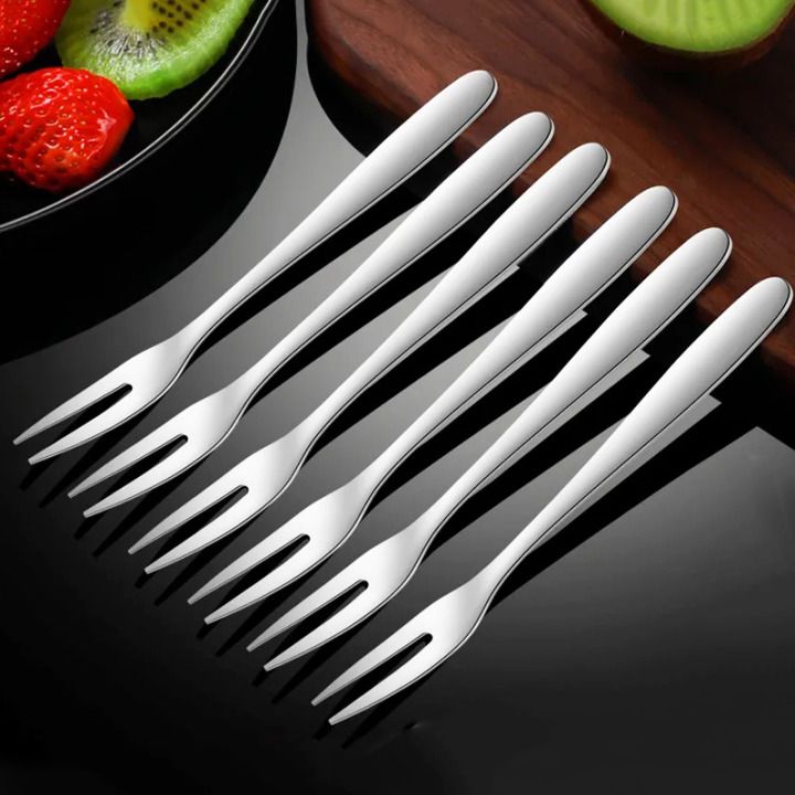 vishlist Fork Spoon For Fruits, Desert Fork , Salad Fork ( 6 set ) Stainless Steel Fruit Fork Set-picture-29