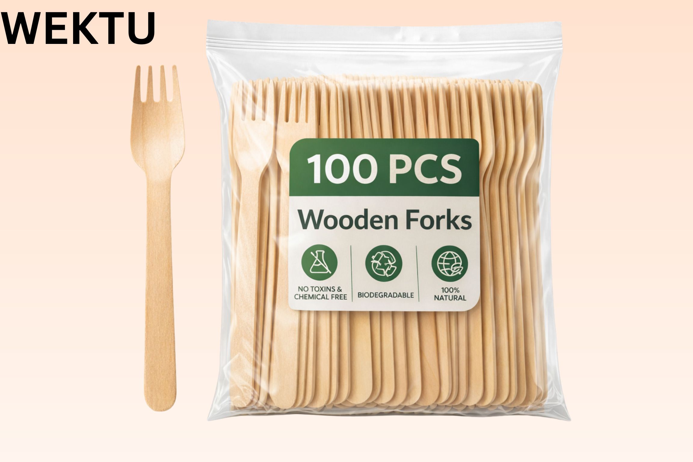WEKTU Eco-Premium 14cm Wooden Fork/96 Disposable Wooden Fruit Fork Set-image-46
