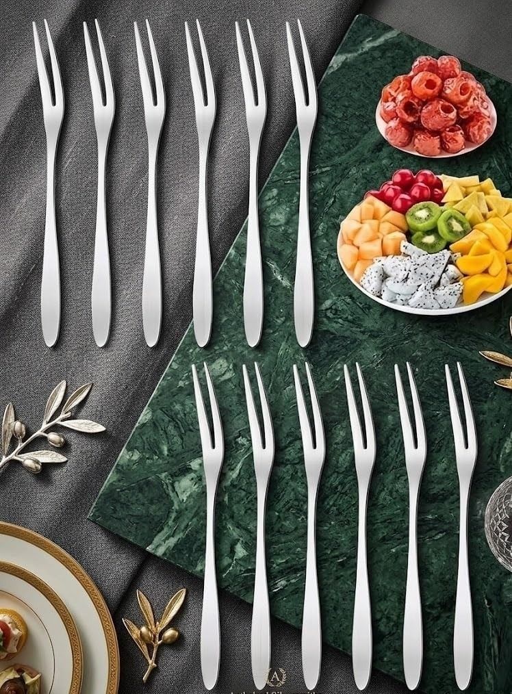 haniza Stainless Steel Fruit Fork Set of 12 Stainless Steel Fruit Fork, Serving Fork Set-picture-48