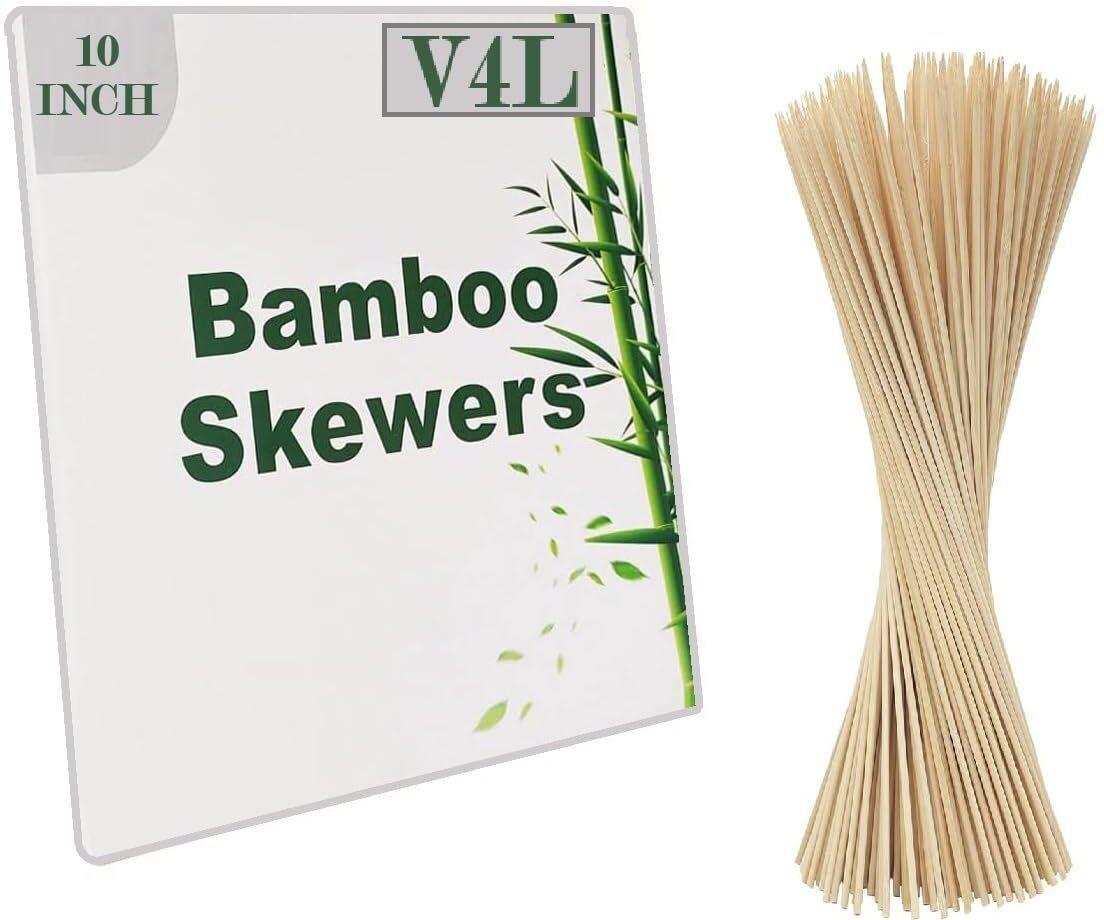 10-Inch Natural Bamboo Sticks - Durable Skewers for Barbeque Disposable Wooden Roast Fork Set-image-5