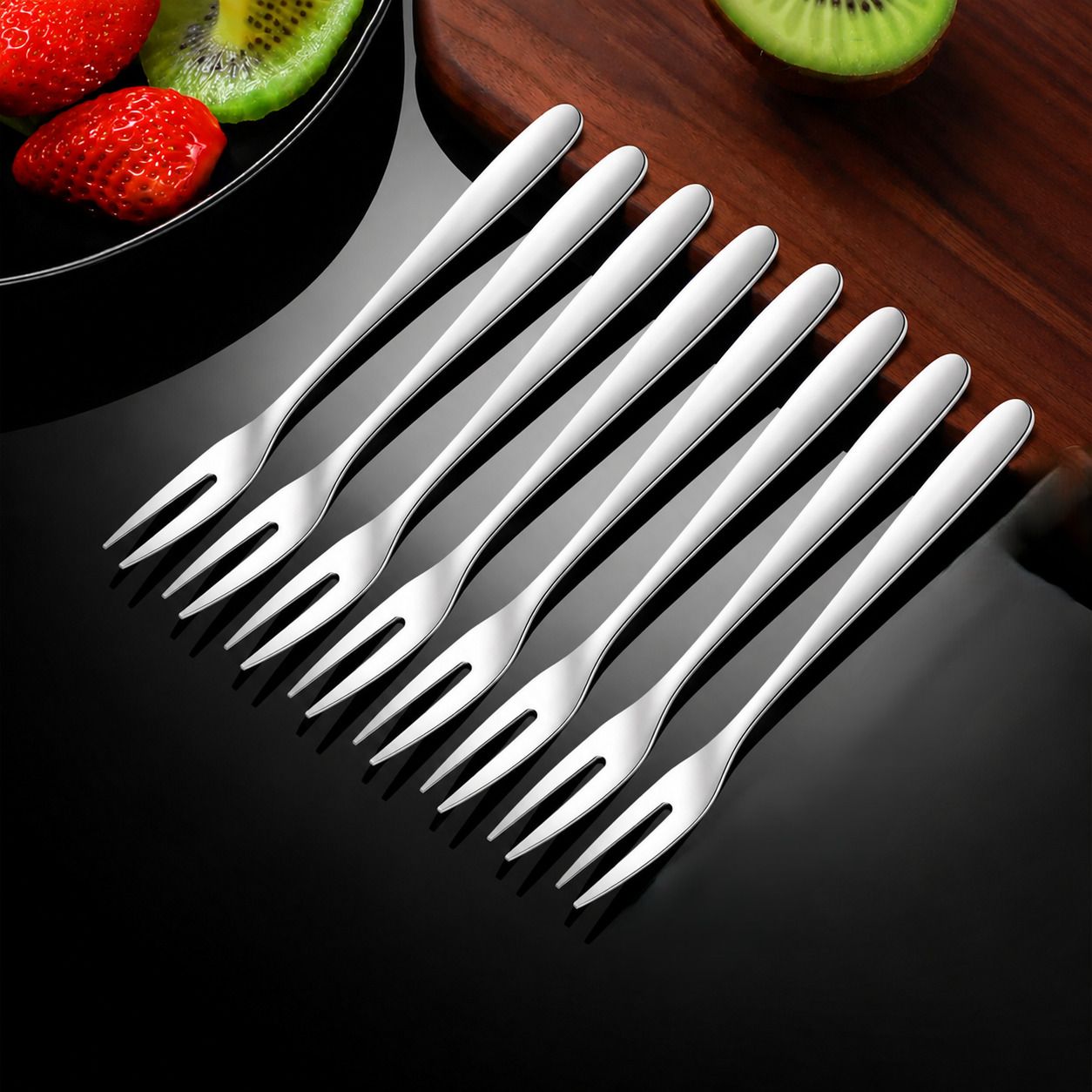 Fork Spoon For Fruits, Desert Fork , Salad Fork ( 8 set ) Stainless Steel Stainless Steel Fruit Fork Set-image-10