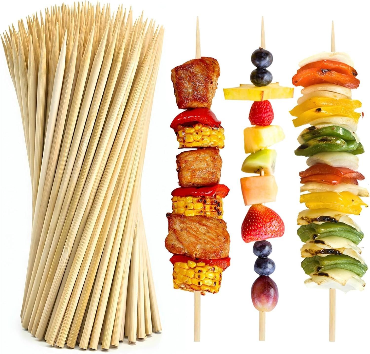 Bamboo Skewers for BBQ ,Grilling Disposable Food Sticks For Party Disposable Bamboo Serving Fork Set-image-31