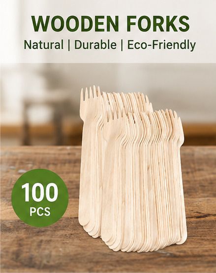 summer dunes Wooden Forks Disposable Cutlery | for Parties, Events & Catering Disposable Wooden Dinner Fork Set-picture-23