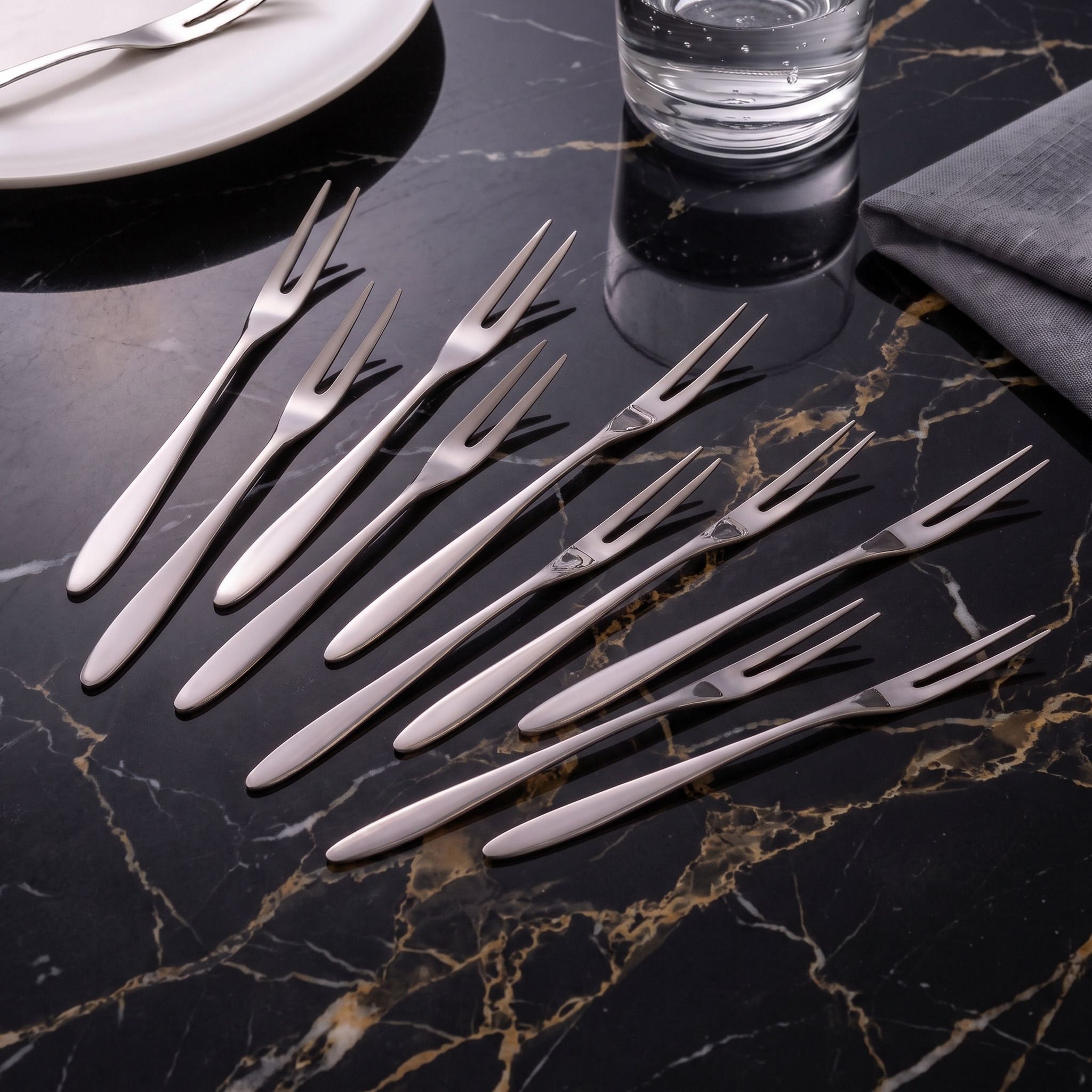 kapiraj shopee Food Grade Stainless Steel Fruit Fork Set For Cake Salad Cutlery Pack Of 10 Steel Fruit Fork, Salad Fork, Dessert Fork Set-picture-34