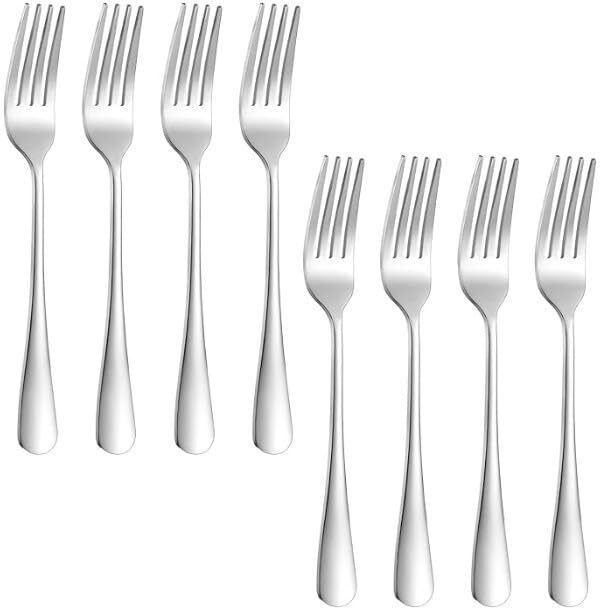 ideal prime Elegant Stainless Steel Fork Set Kaanta Chammach (8 Pieces 8" Length) Stainless Steel Dinner Fork Set-picture-2