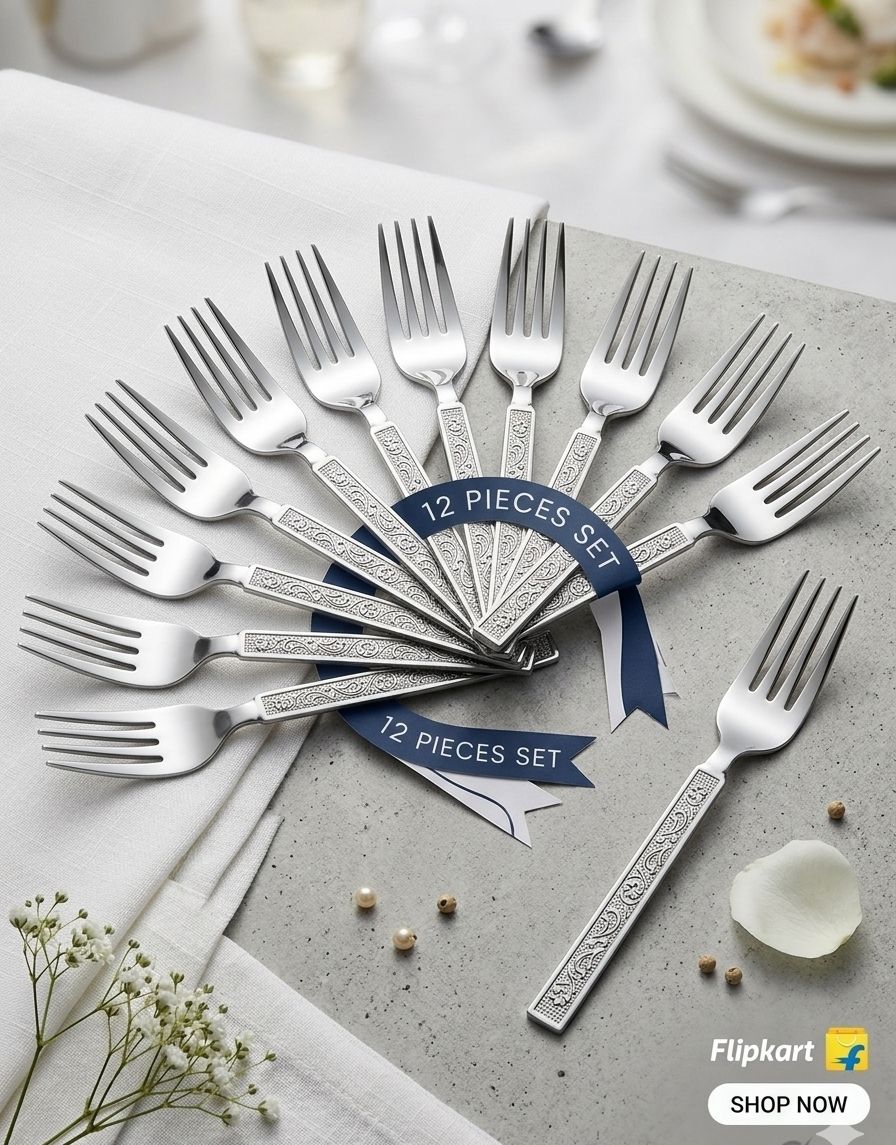 bros mini mart Premium Stainless Steel Dinner Fork Set of 12 pieces Stainless Steel Dessert Fork, Dinner Fork, Fruit Fork, Salad Fork Set-picture-43