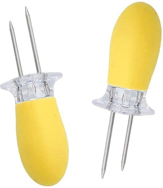 Corn Cob Holder Fork Set | Stainless Steel Corn Holders with Easy-Grip Handle Stainless Steel Fruit Fork, Roast Fork