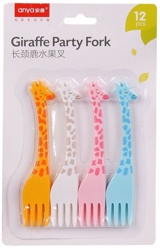 premium Giraffe shaped forks for kids Disposable Plastic Baby Fork-image-5