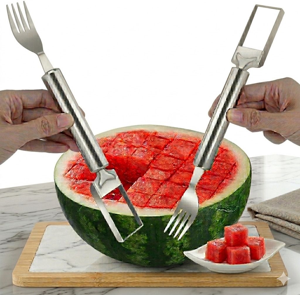 Reusable Melon Fork Slicer Stainless Steel Fruit Fork-image-35