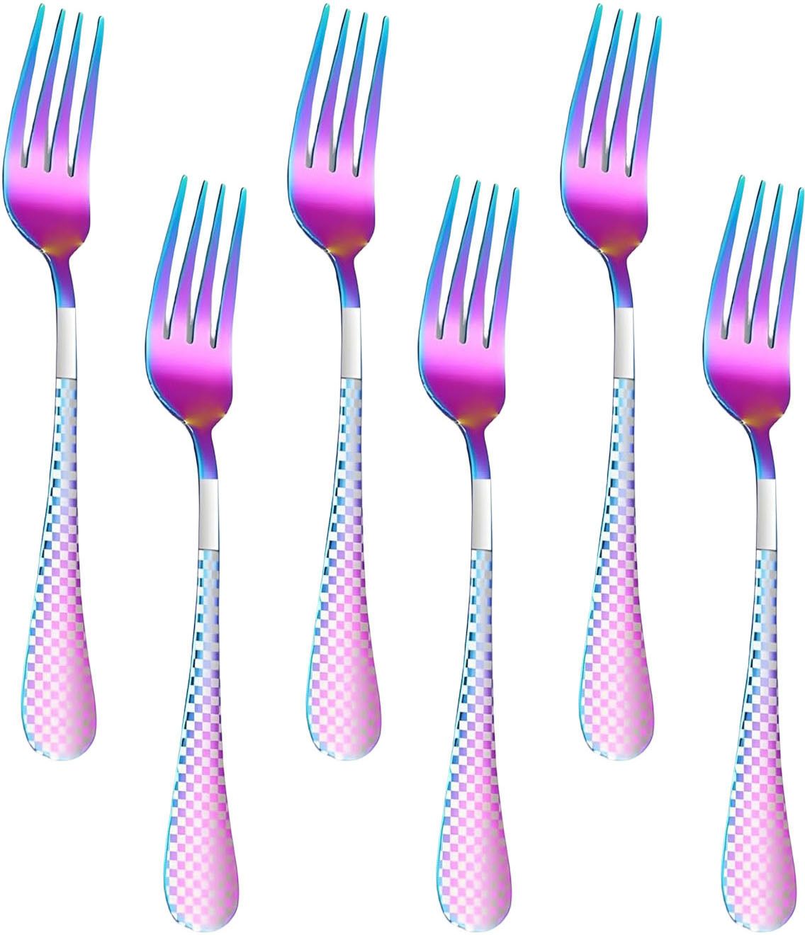 Dinner Forks Set Food Grade Fork Set for Home, Kitchen, Weddings (Rainbow) Stainless Steel Dinner Fork Set-image-11
