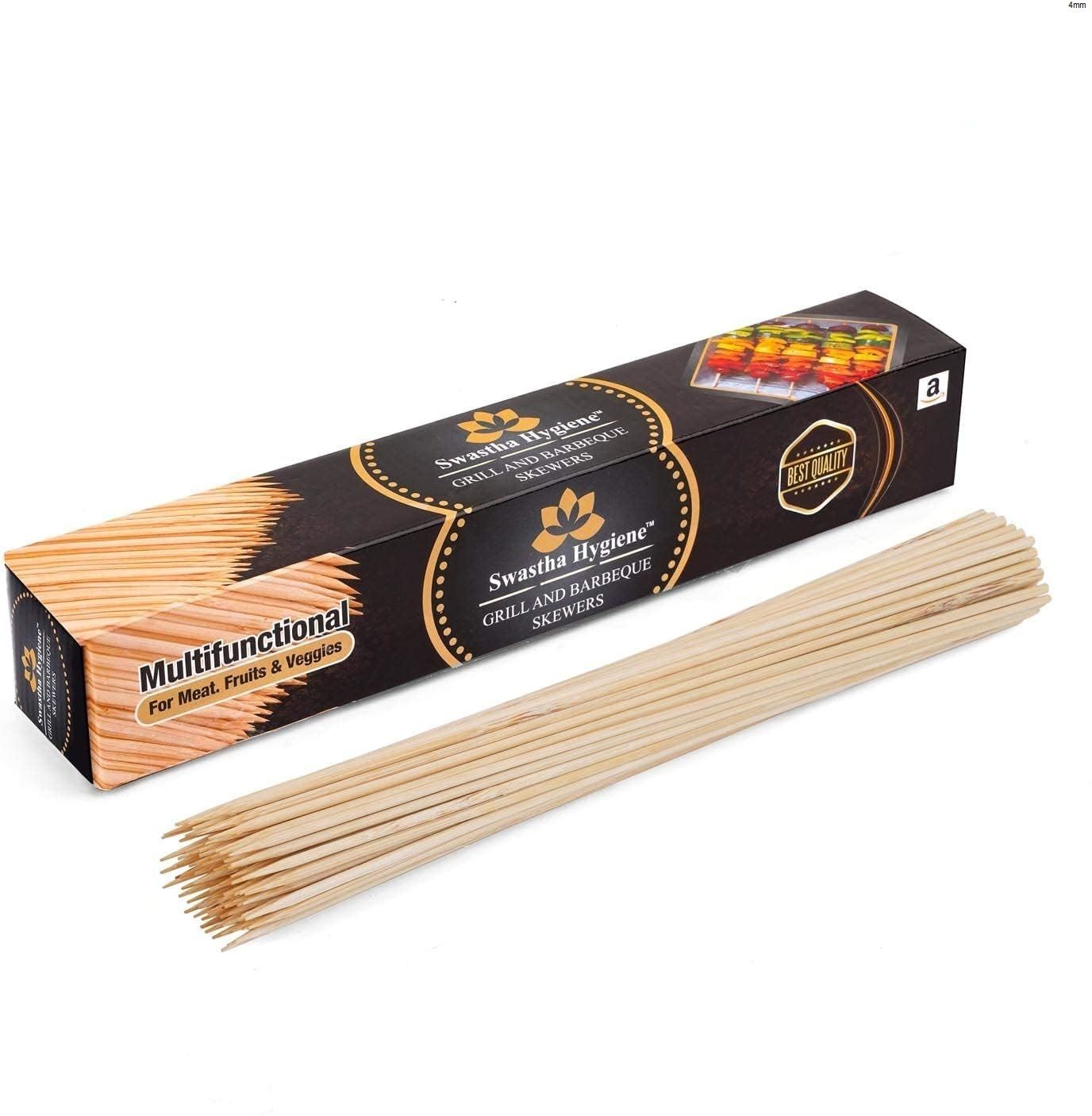 Bamboo Skewers for Grill, Kabab, Burger, BBQ & Potato Sticks(4mm) Disposable Bamboo Serving Fork, Salad Fork, Roast Fork, Fruit Fork, Dinner Fork, Dessert Fork Set-image-36