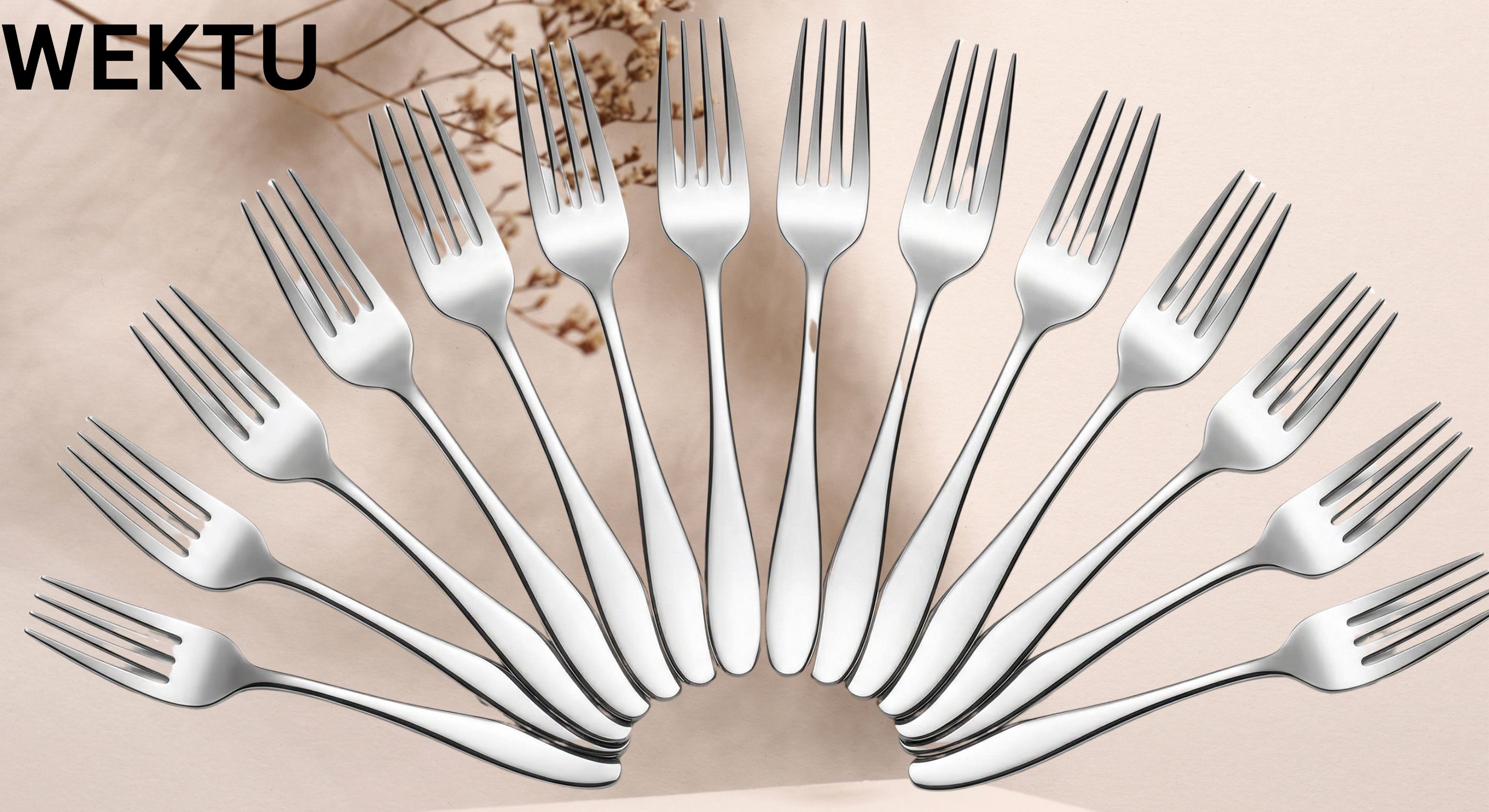 wektu Premium Mirror Finish Stainless Steel Dinner Fork Set - Pack of 12/06 Stainless Steel Fruit Fork Set-picture-34