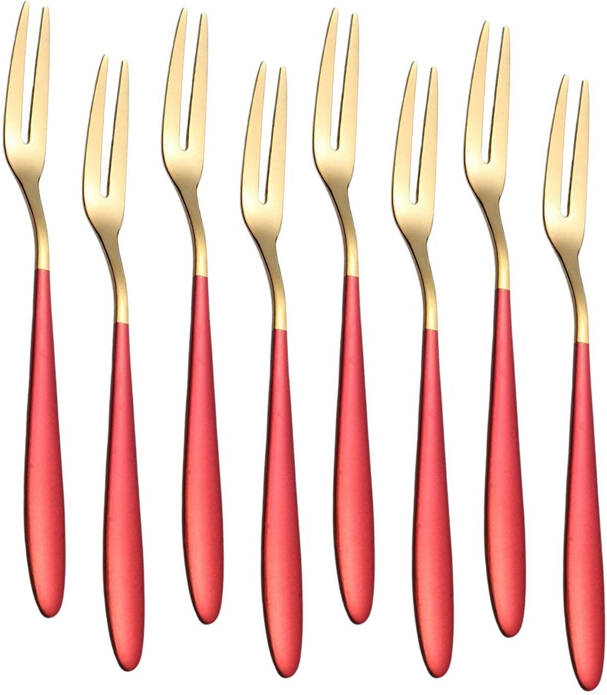 p-plus international Stainless Steel Mini Forks Set - Two-Tine Dessert & Appetizer Forks for Fruit Stainless Steel Dessert Fork Set-picture-21