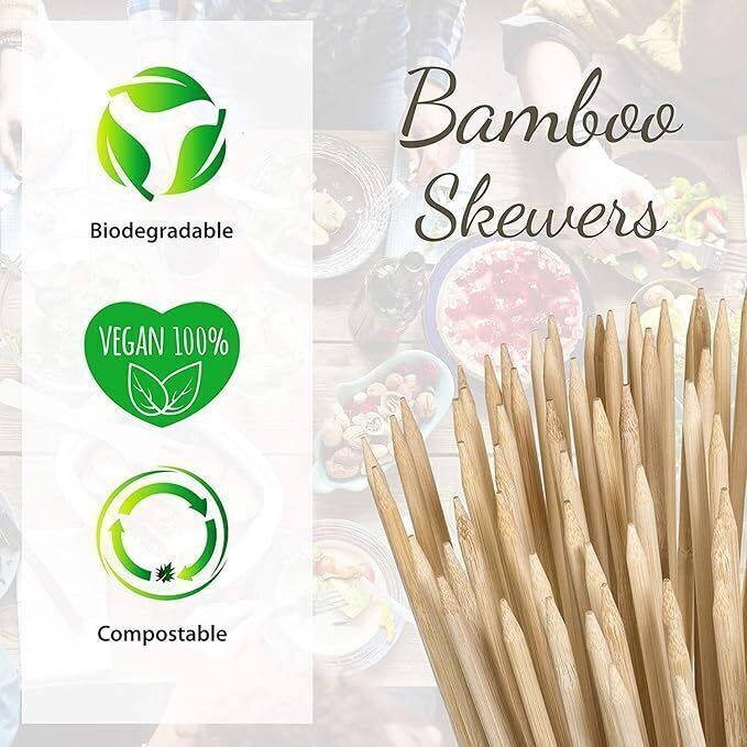 Barbecue Stick for Oven Microwave Kabab Stick Natural & Organic (8 Inch) & 3 mm Disposable Wooden Roast Fork Set