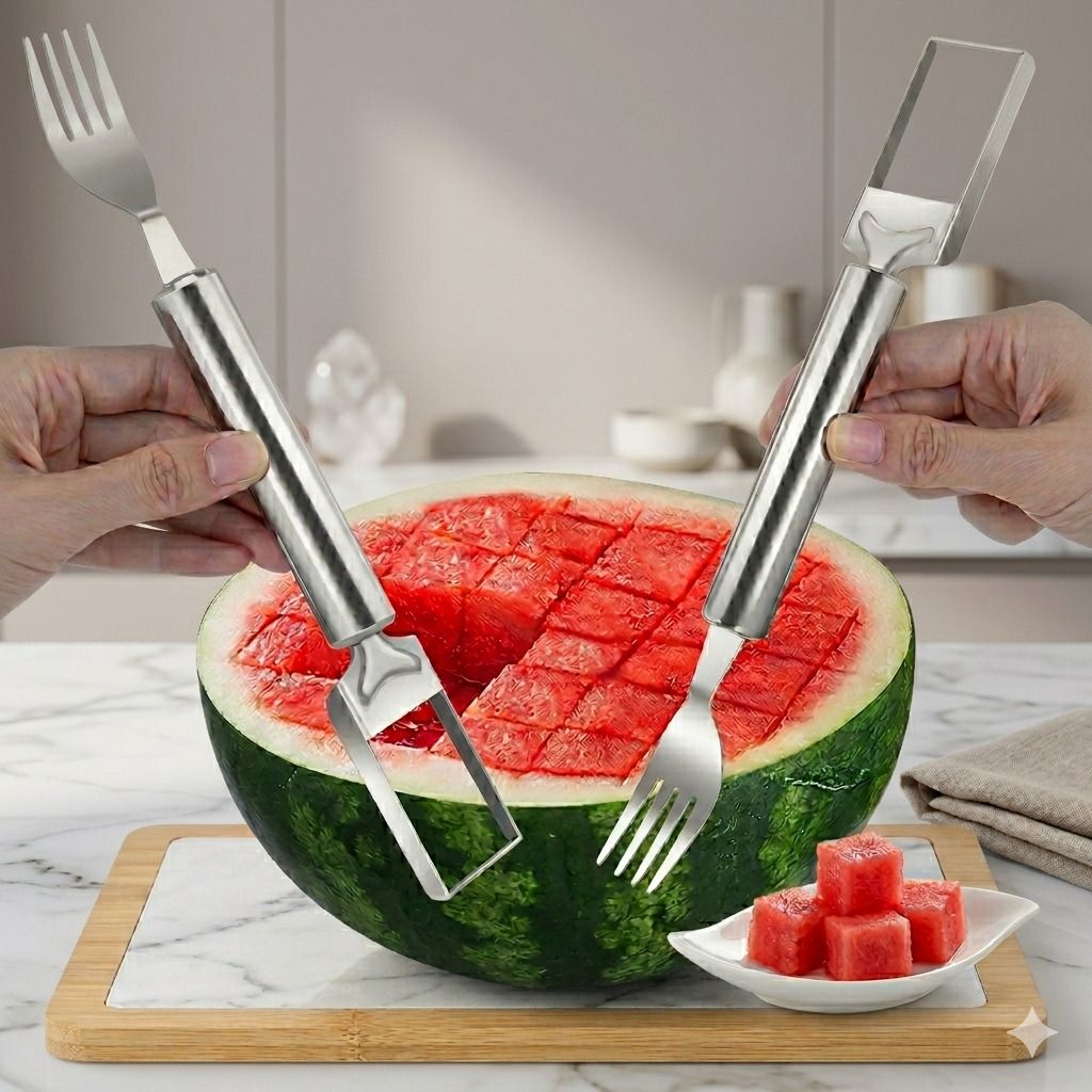 aaroofashion Kitchen Fruit Cutting Spoon Stainless Steel Fruit Fork-picture-17