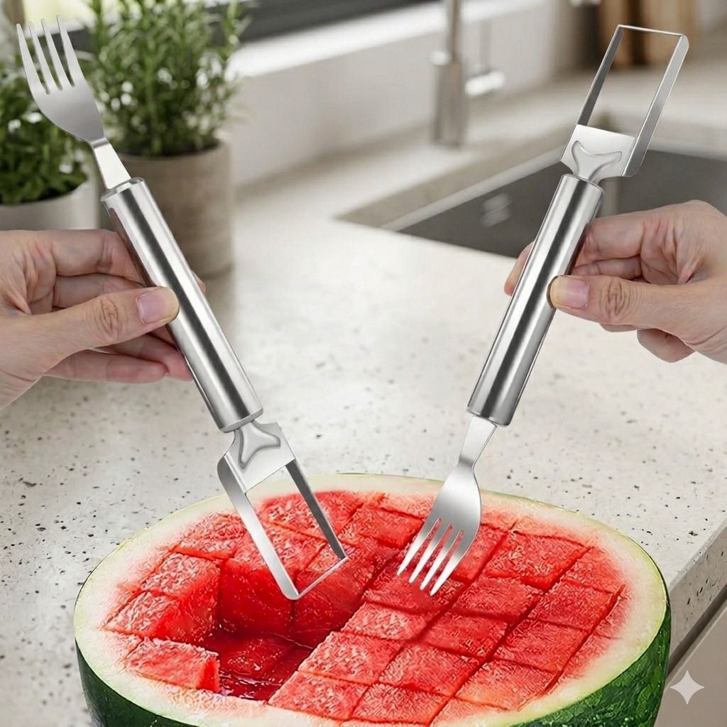 aaroofashion Stainless Steel Watermelon Fork Slicer Stainless Steel Fruit Fork-picture-18