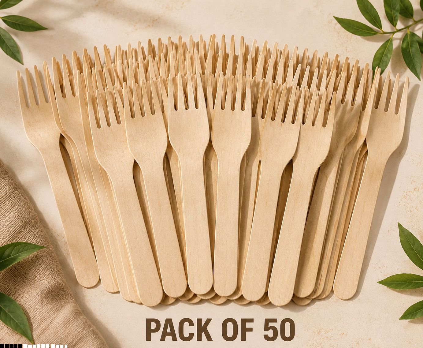 bzilo Pack of 50 Wooden Disposable Forks 160 mm for Birthday, Events & Party B55 Disposable Wooden Fruit Fork-picture-40