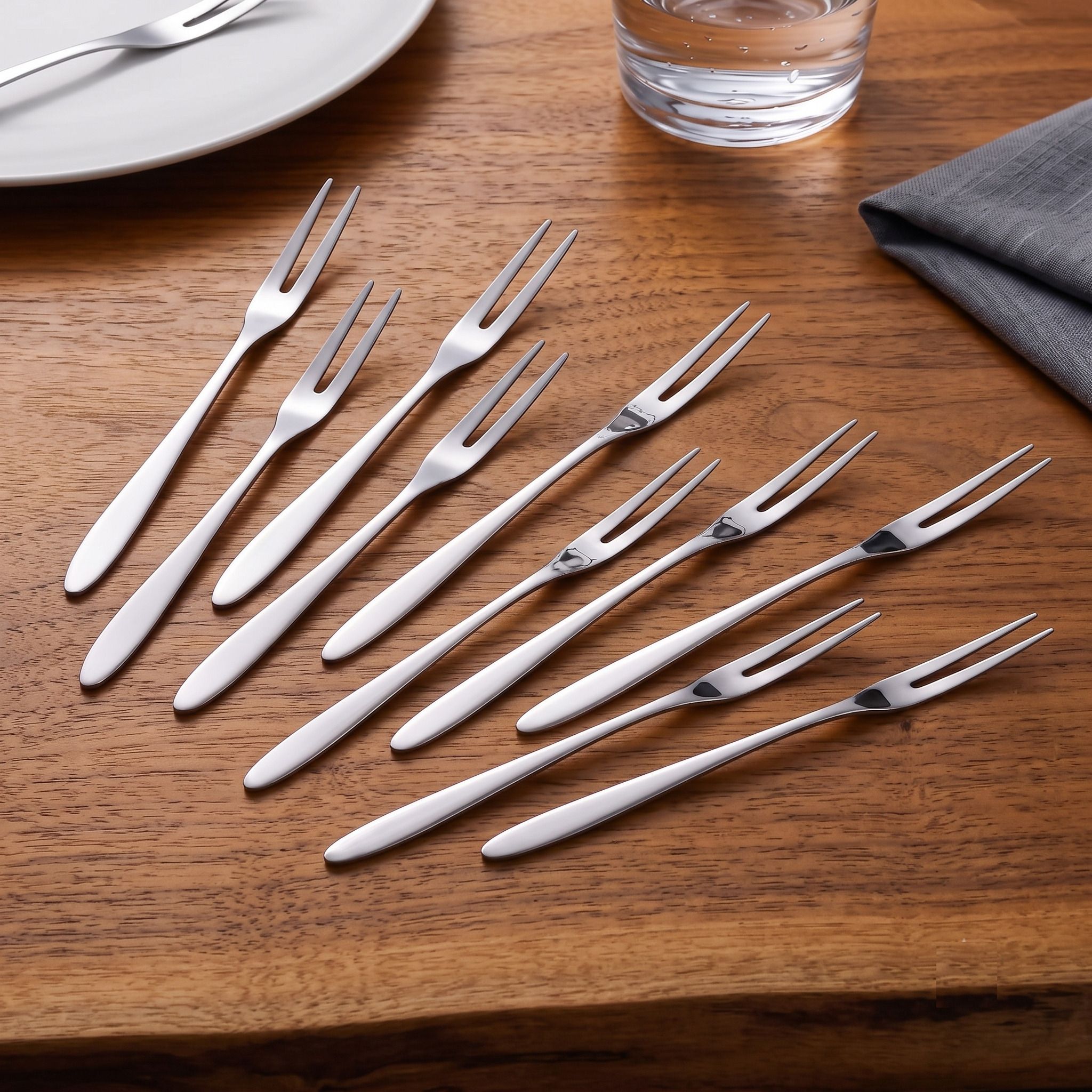 kapiraj shopee Deluxe Stainless Steel Fruit Pick Fork Set Premium Snack Cutlery Pack Of 10 Steel Fruit Fork, Salad Fork, Dessert Fork Set-picture-32