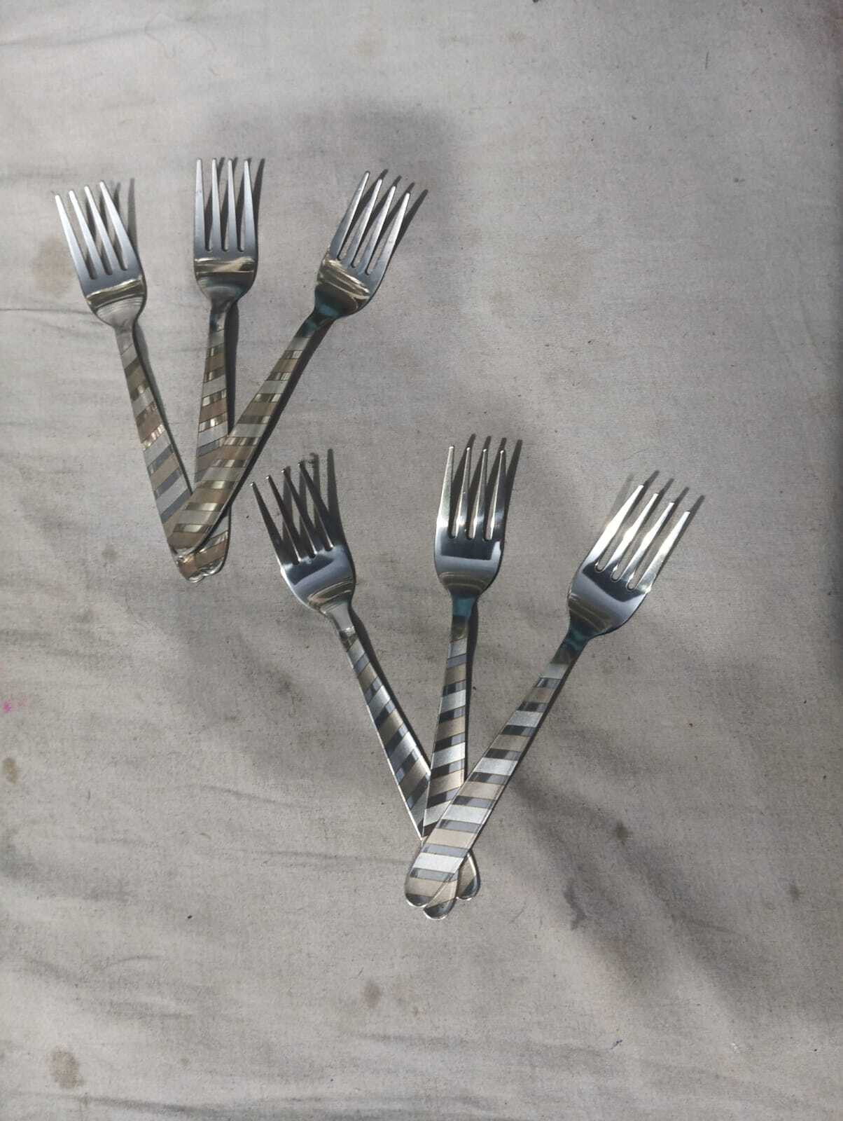 shubh mangalam Lazor Stainless Steel Dessert Fork, Baby Fork, Fruit Fork, Dinner Fork Set image 1
