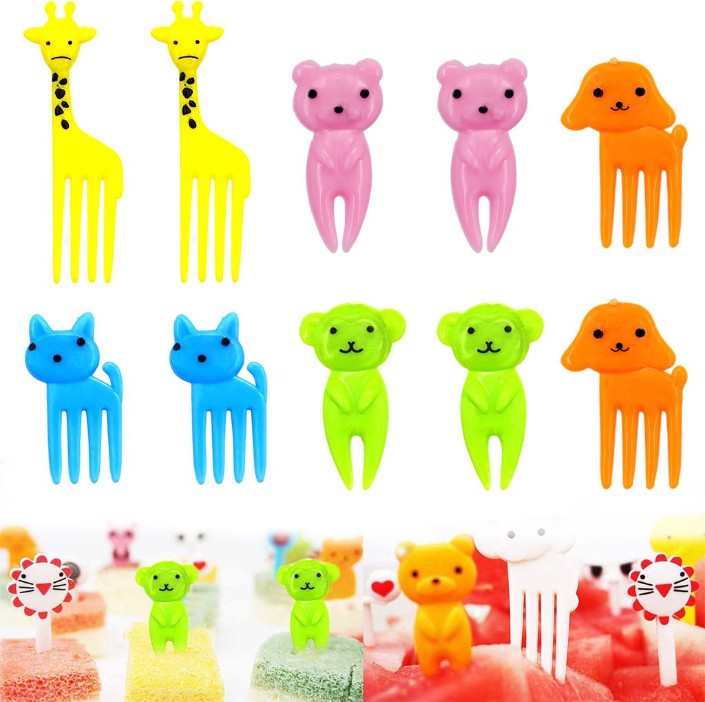 ortiza 10 Pcs Food for Kids Cute Animals Little Disposable Plastic Dessert Fork, Baby Fork, Fruit Fork, Dinner Fork-picture-12