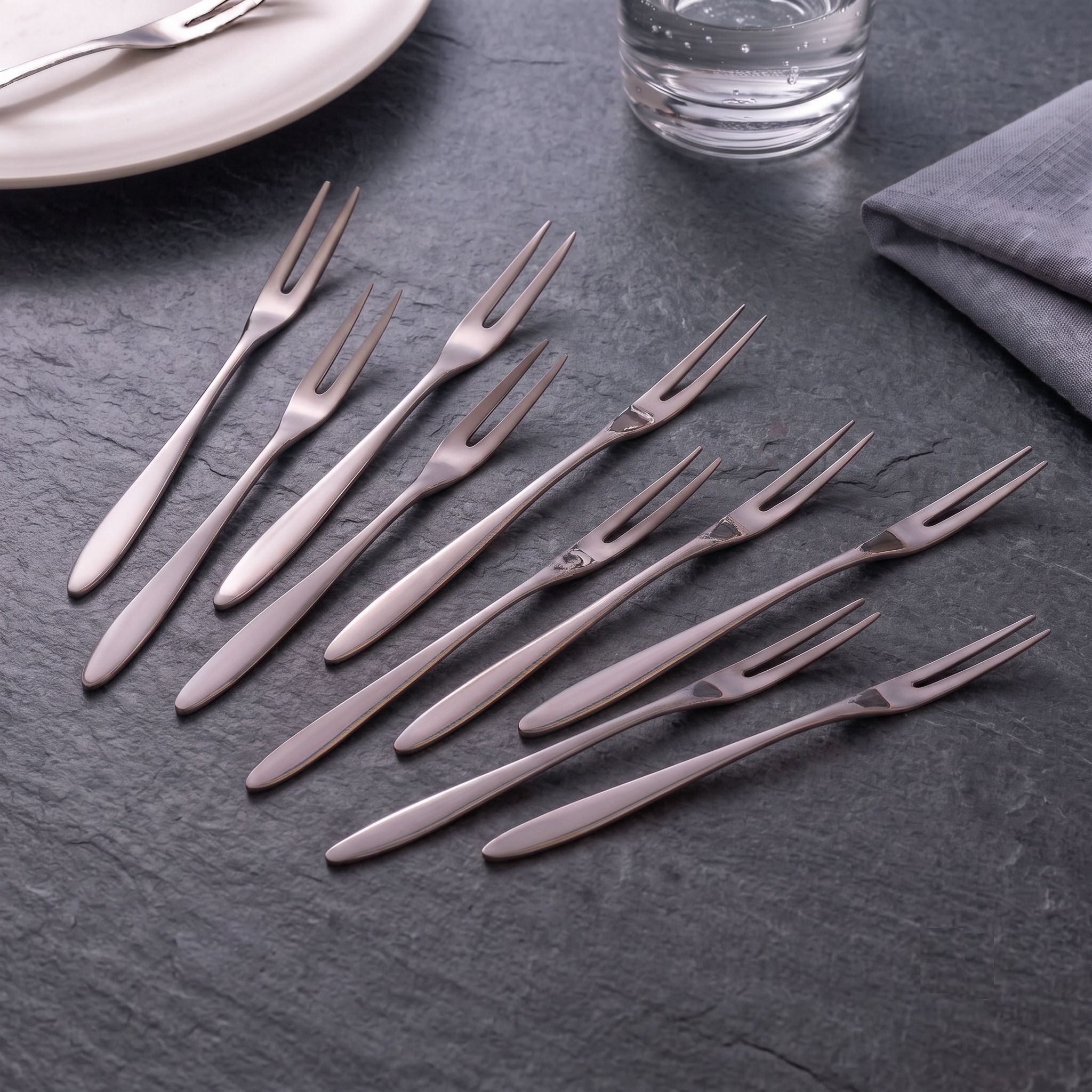 kapiraj shopee Contemporary Stainless Steel Fruit Fork Set For Home Party Cutlery Pack Of 10 Steel Fruit Fork, Salad Fork, Dessert Fork Set-picture-30