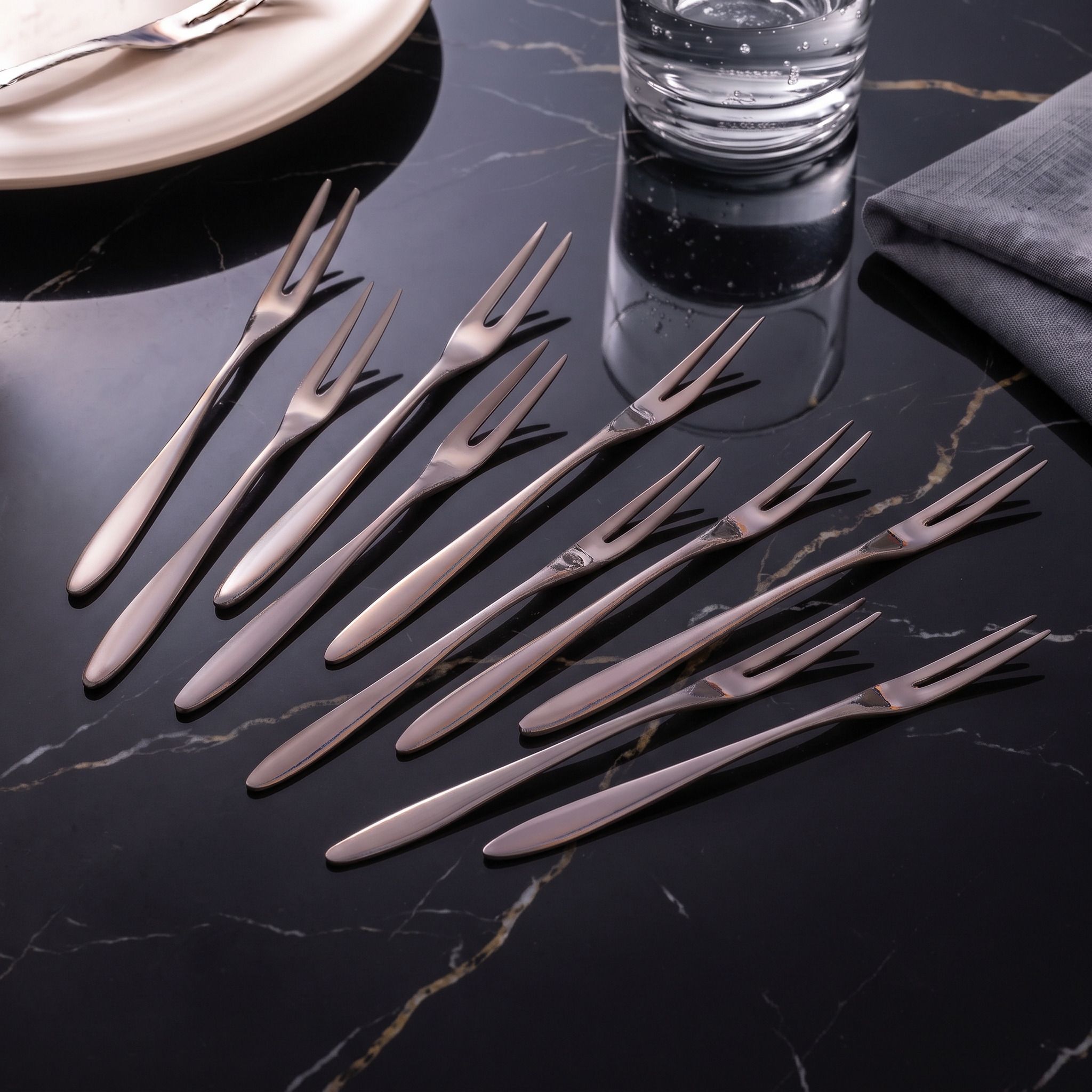pramukh wholesaler Heavy Duty Stainless Steel Fruit Fork Set For Home Restaurant Dining Pack Of 10 Steel Fruit Fork, Salad Fork, Dessert Fork Set-picture-35