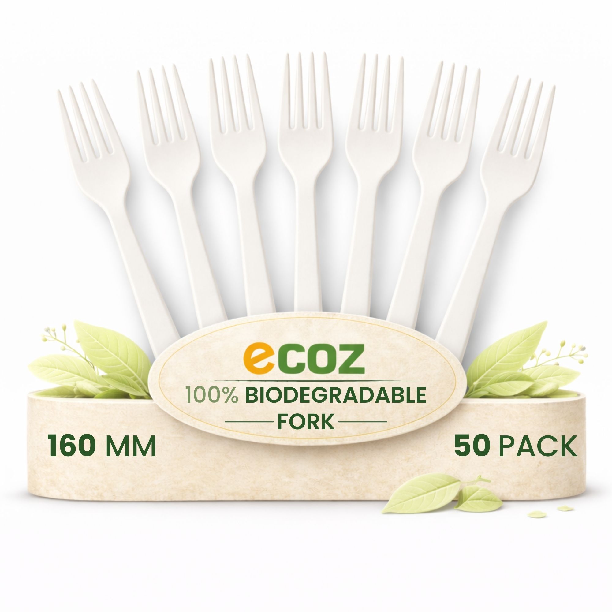 ecoz Disposable Biodegradable Forks Pack of 50 | 160mm Eco Friendly Catering Forks Disposable Bamboo Baby Fork, Dessert Fork, Dinner Fork, Fondue Fork, Fruit Fork, Salad Fork, Serving Fork Set-picture-6