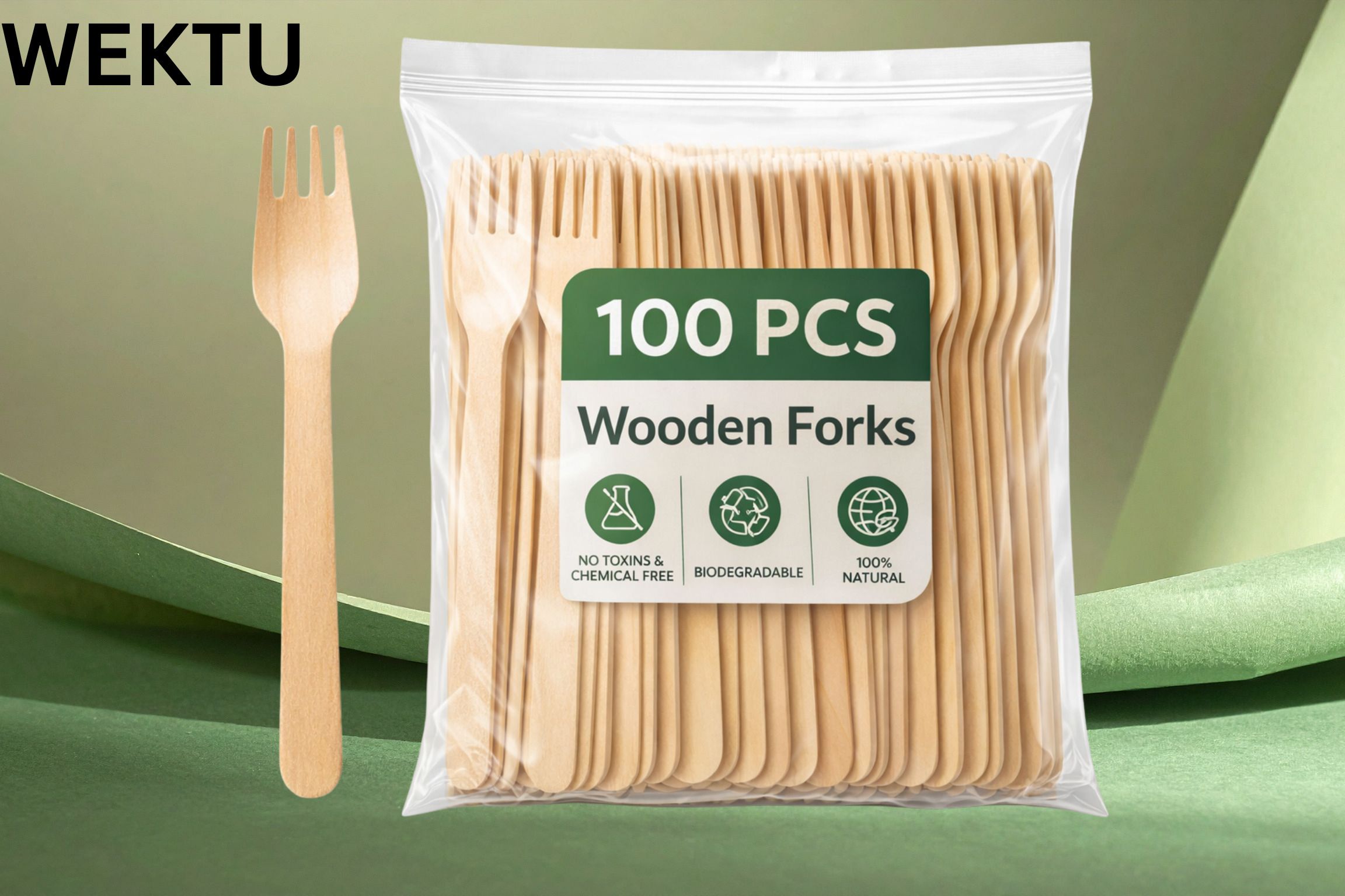 WEKTU Eco-Premium 14cm Wooden Fork/43 Disposable Wooden Fruit Fork Set-image-19