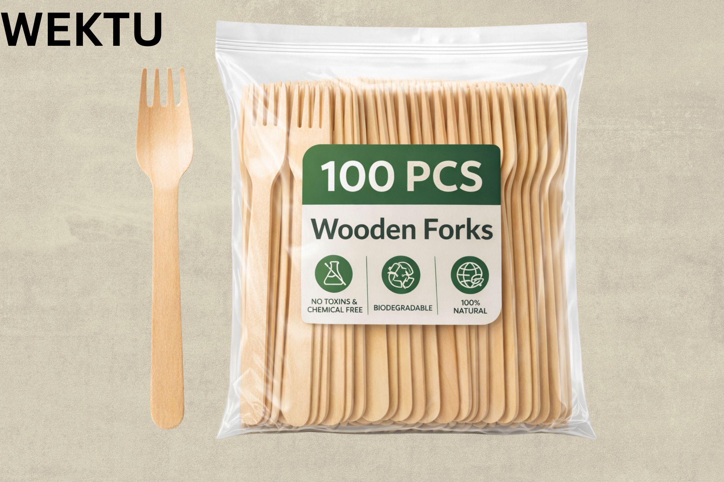 WEKTU Eco-Premium 14cm Wooden Fork/08 Disposable Wooden Fruit Fork Set-picture-11