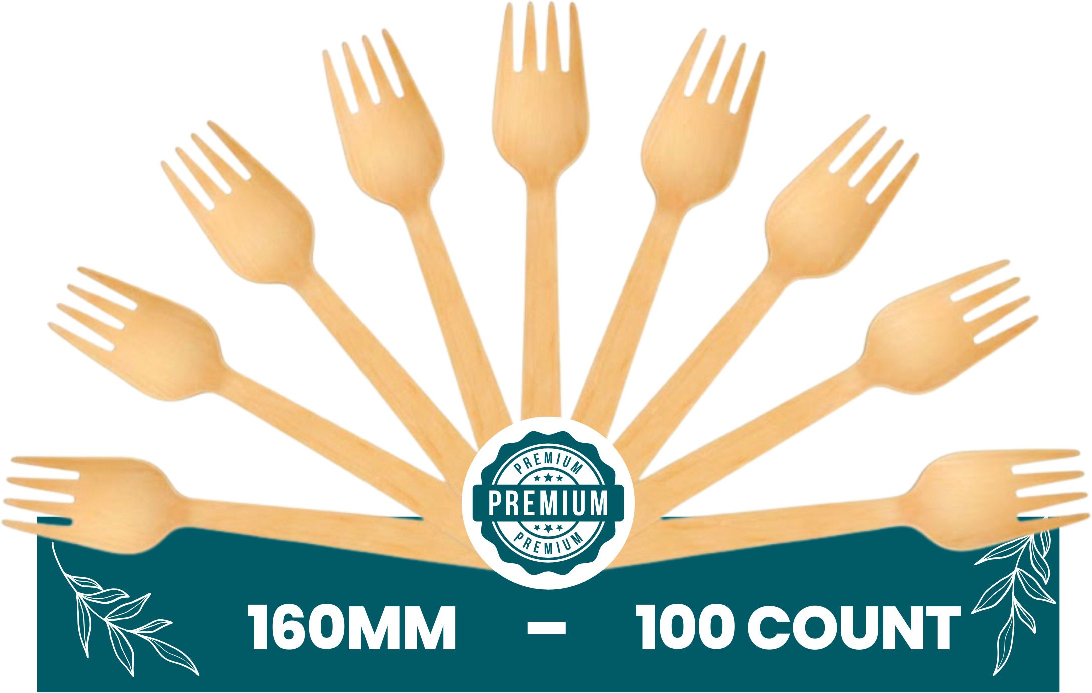 160mm - 100 Count Wooden Dinner Fork Set-image-44