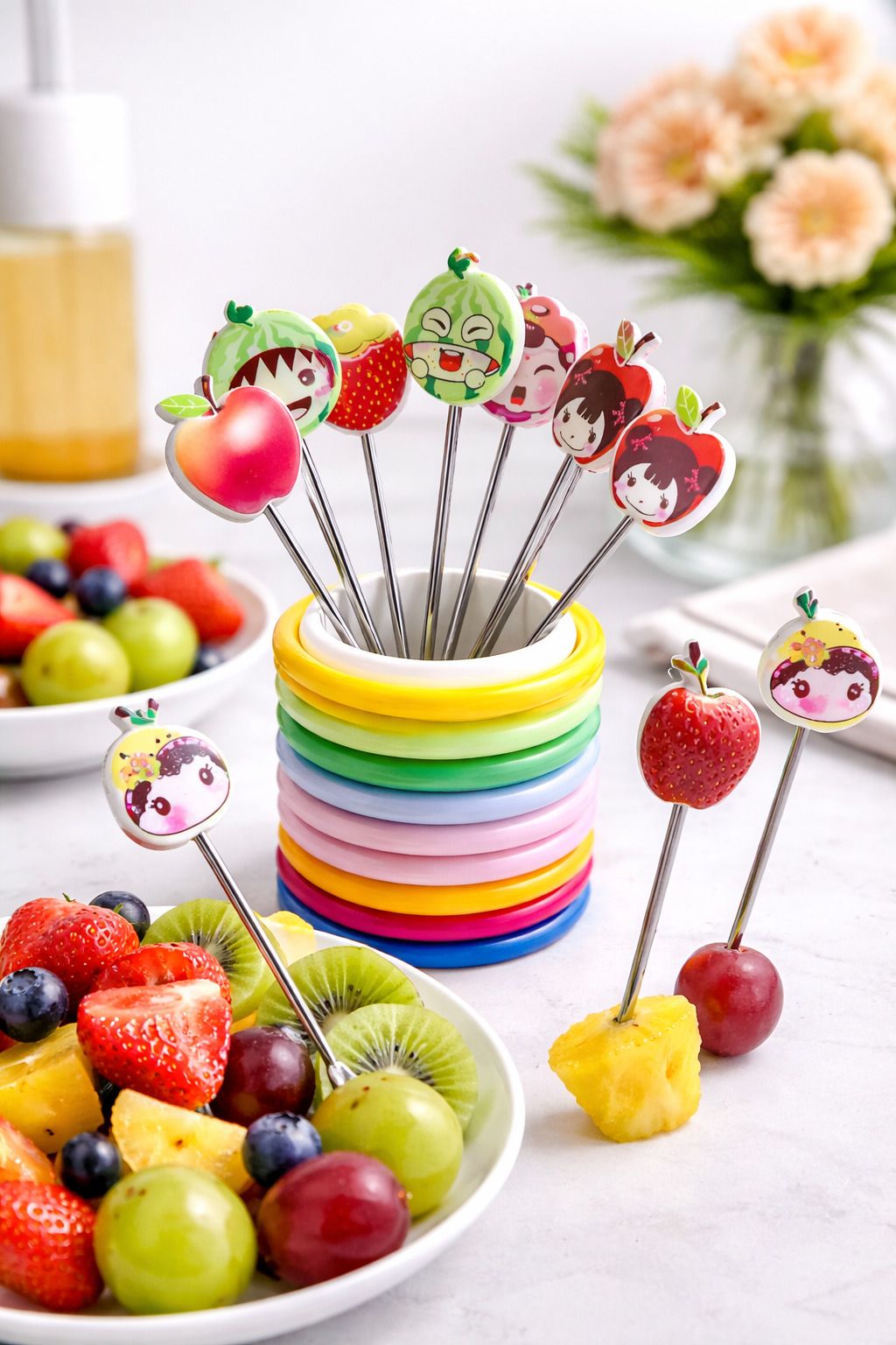 Cute Cartoon Fruit Fork Set Disposable Stainless Steel, Plastic Baby Fork, Dessert Fork, Dinner Fork, Fruit Fork, Salad Fork-image-30